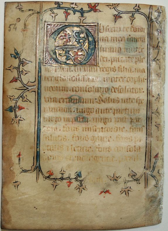 BOOK OF HOURS, Leaf on vellum from a manuscript Book of Hours., antique map, old maps