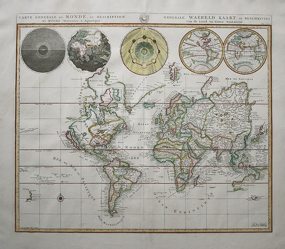 MORTIER,P., Carte Generale du Monde, ou Description du Monde Terrestre & Aquatique, antique map, old maps