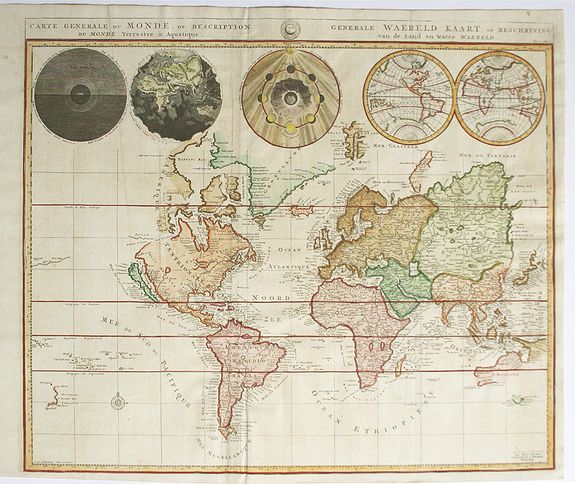 MORTIER,P., Carte Generale du Monde, ou Description du Monde Terrestre & Aquatique, antique map, old maps