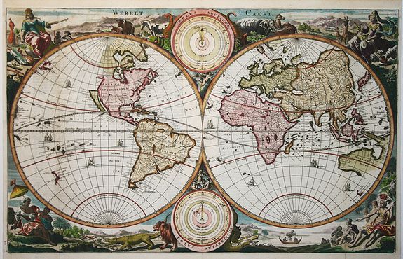 STOOPENDAAL,B., Werelt Caert., antique map, old maps