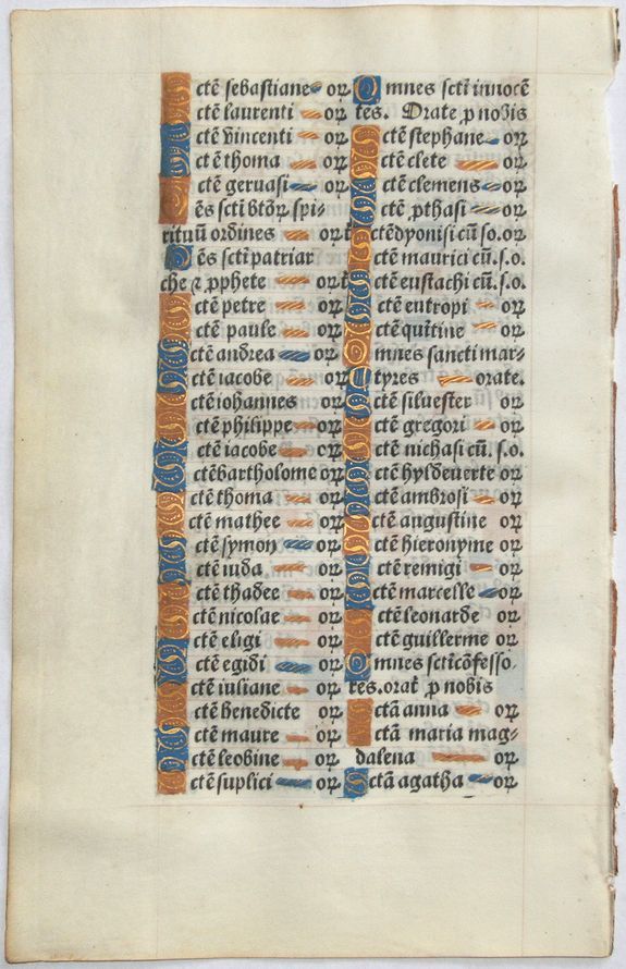 BOOK OF HOURS, Leaf from a printed Book of Hours on vellum., antique map, old maps