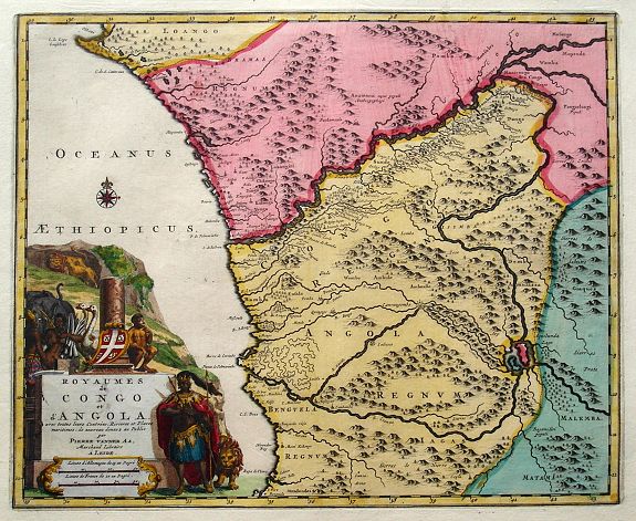 VAN DER AA, P., Royaumes de Congo et d'Angola..., antique map, old maps