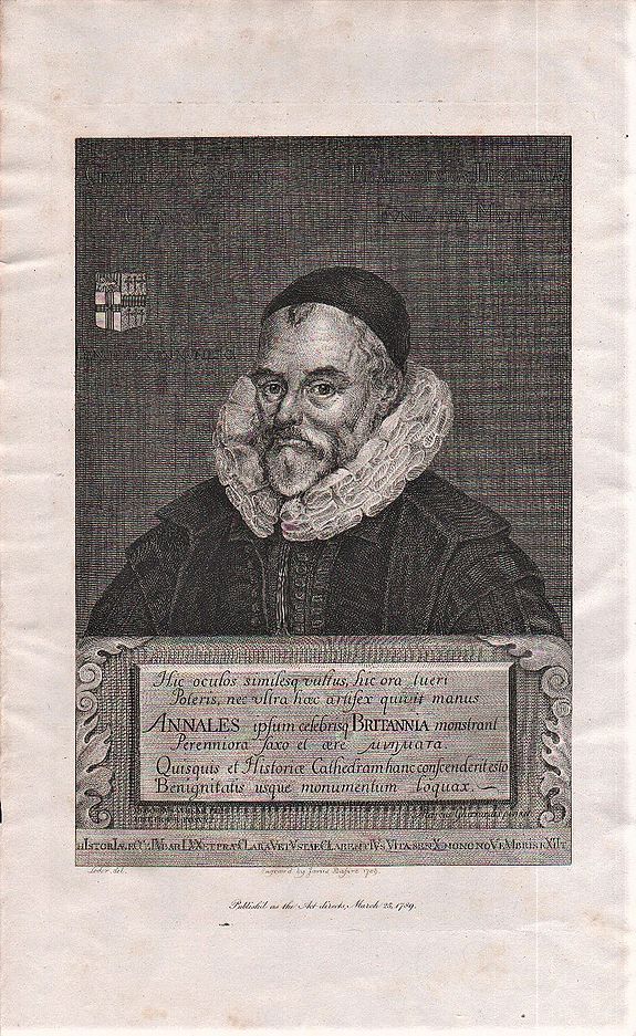 BASIRE, James., Portrait of: William Camden from Britannia. , antique map, old maps