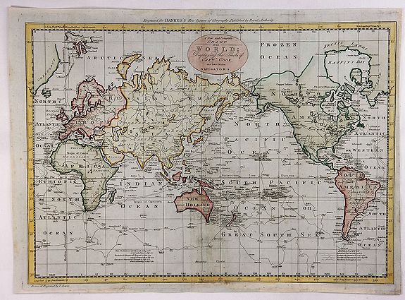 BOWEN, T., A New and complete chart of the World, Displaying the Tracks of Capt. Cook and Other Modern Navigators., antique map, old maps