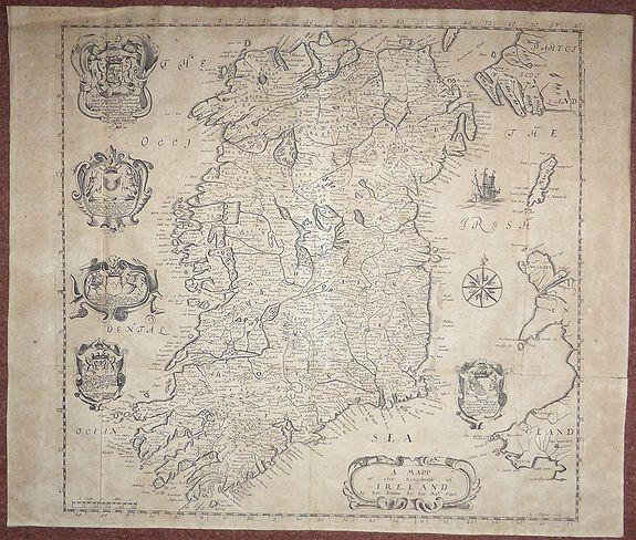 BLOME, Richard. , A Mapp of the Kingdome of Ireland., antique map, old maps