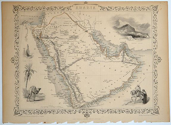 TALLIS, John., Arabia., antique map, old maps