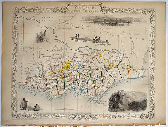 TALLIS, John., Victoria or Port Phillip., antique map, old maps