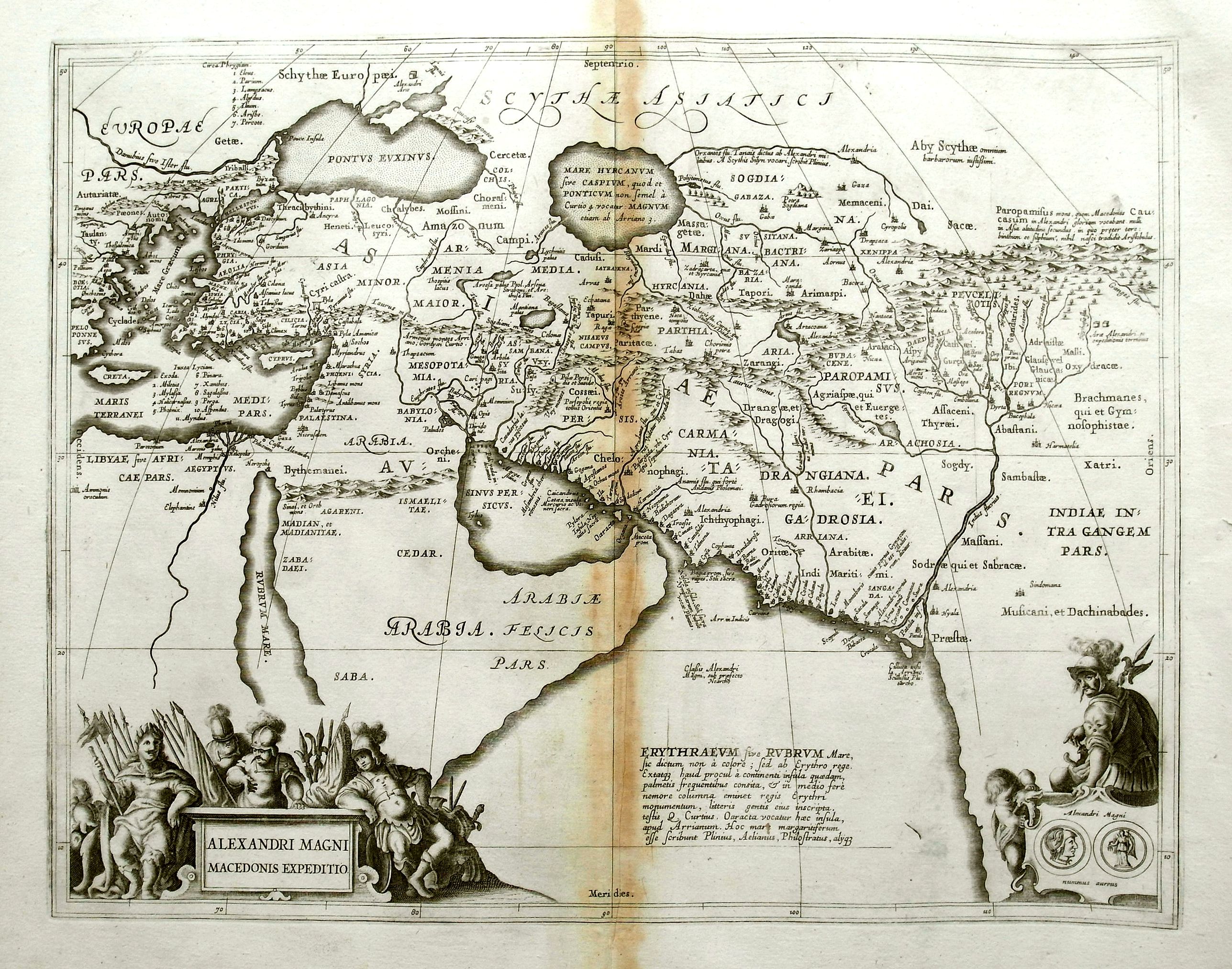 JANSSONIUS, J., Alexandri Magni Macedonis Expeditio., antique map, old maps
