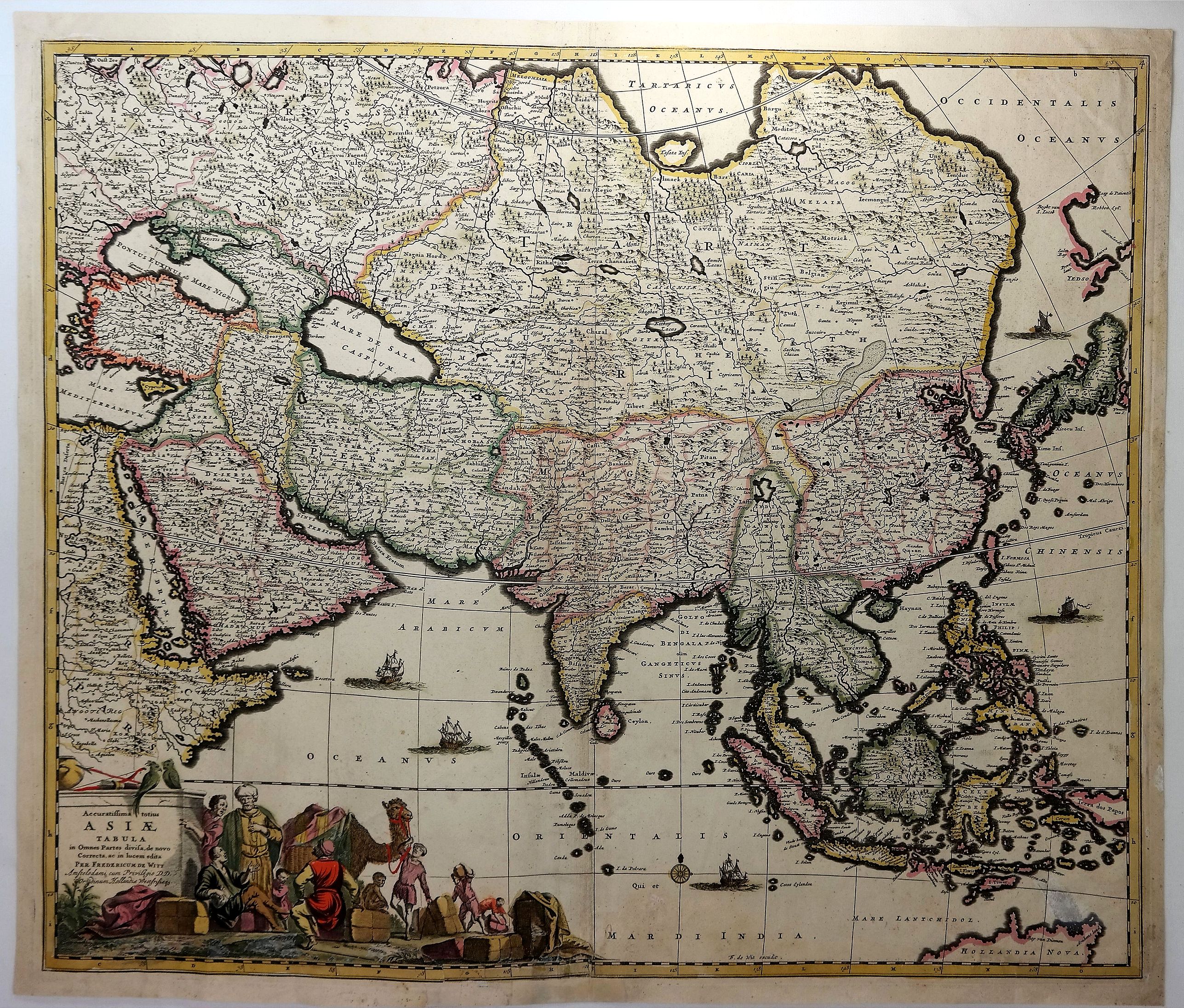DE WIT, F., Accuratissima Totius Asiae Tabula. . ., antique map, old maps