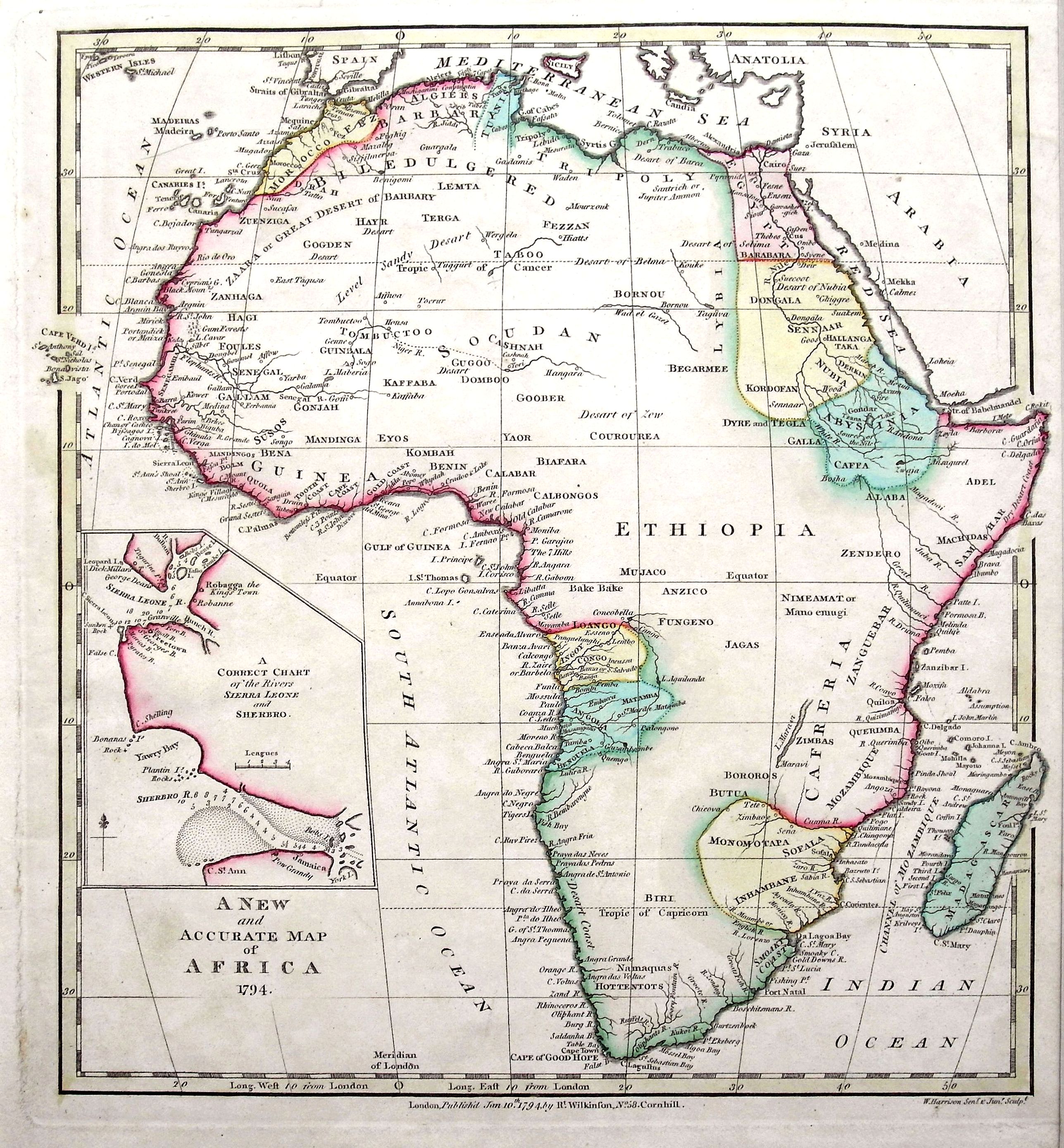 WILKINSON, R., A New and Accurate Map of Africa., antique map, old maps