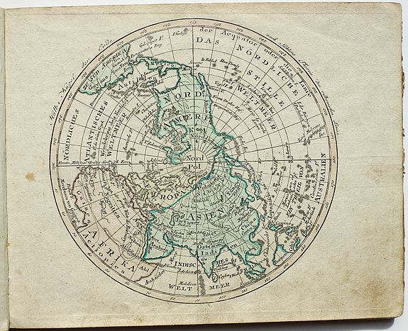 WALCH, J., Halb = Kugel der Erde nach Sicklers Theorie der vulkanischen Linien., antique map, old maps