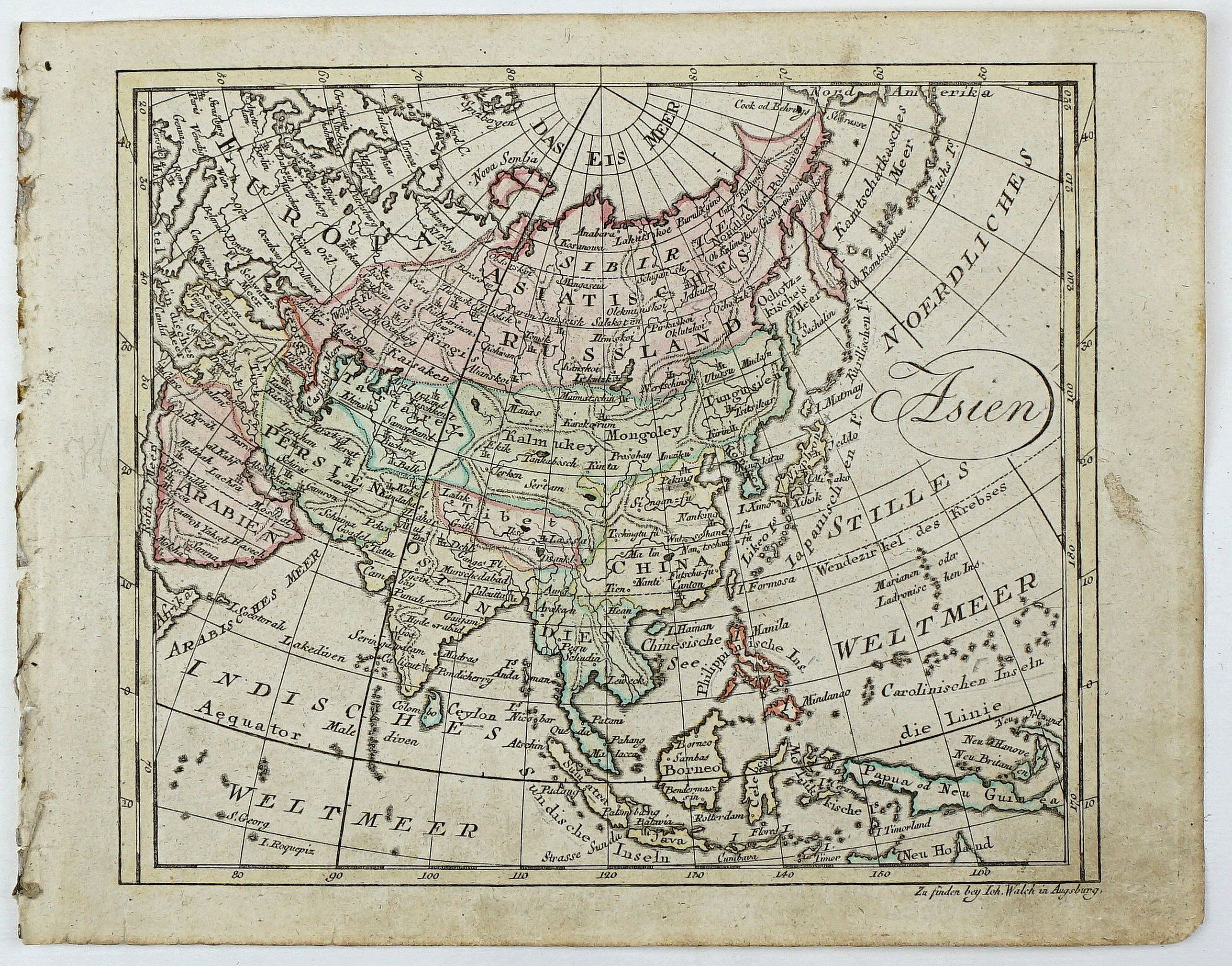 WALCH, J., Asien., antique map, old maps