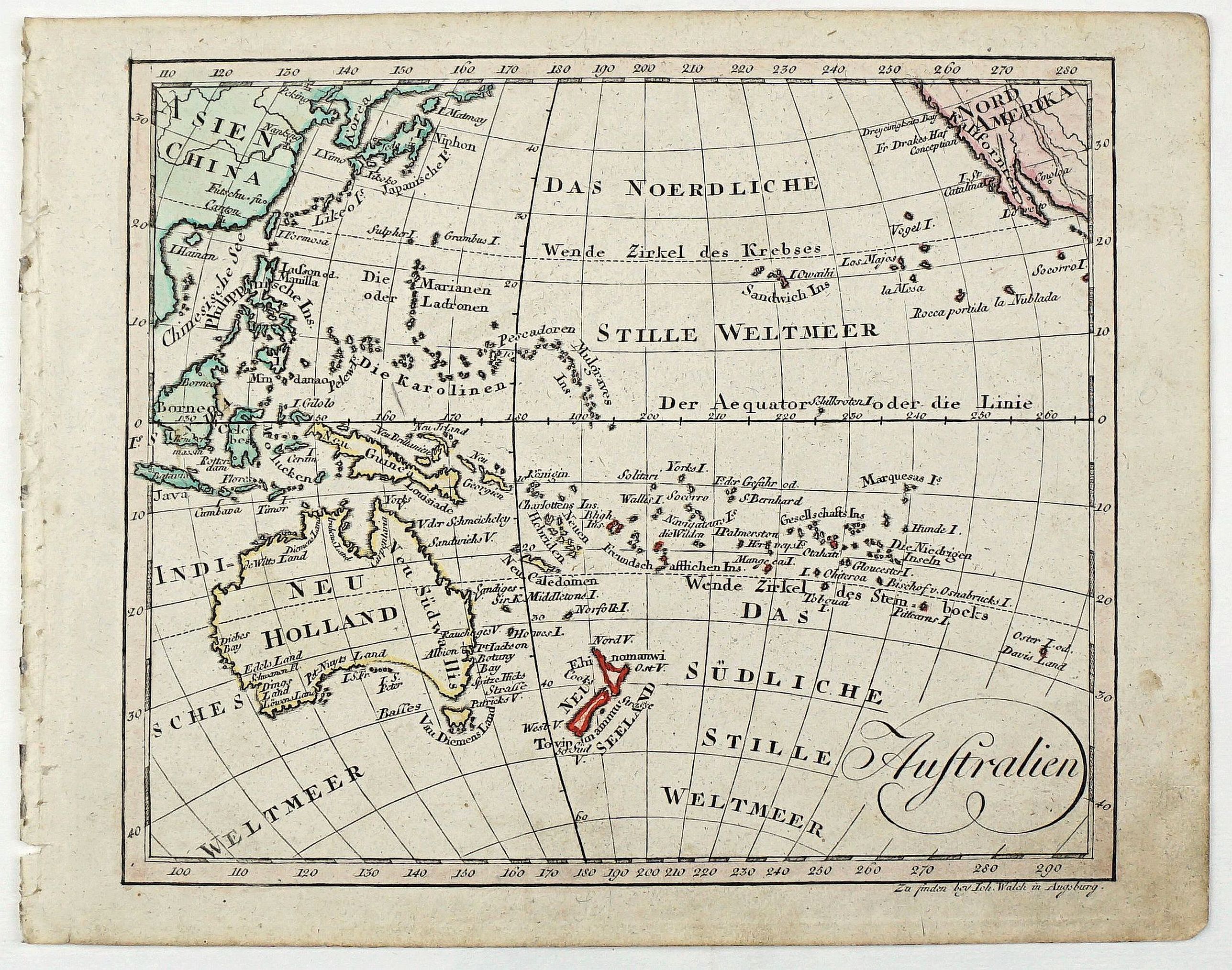 WALCH, J., Australien., antique map, old maps