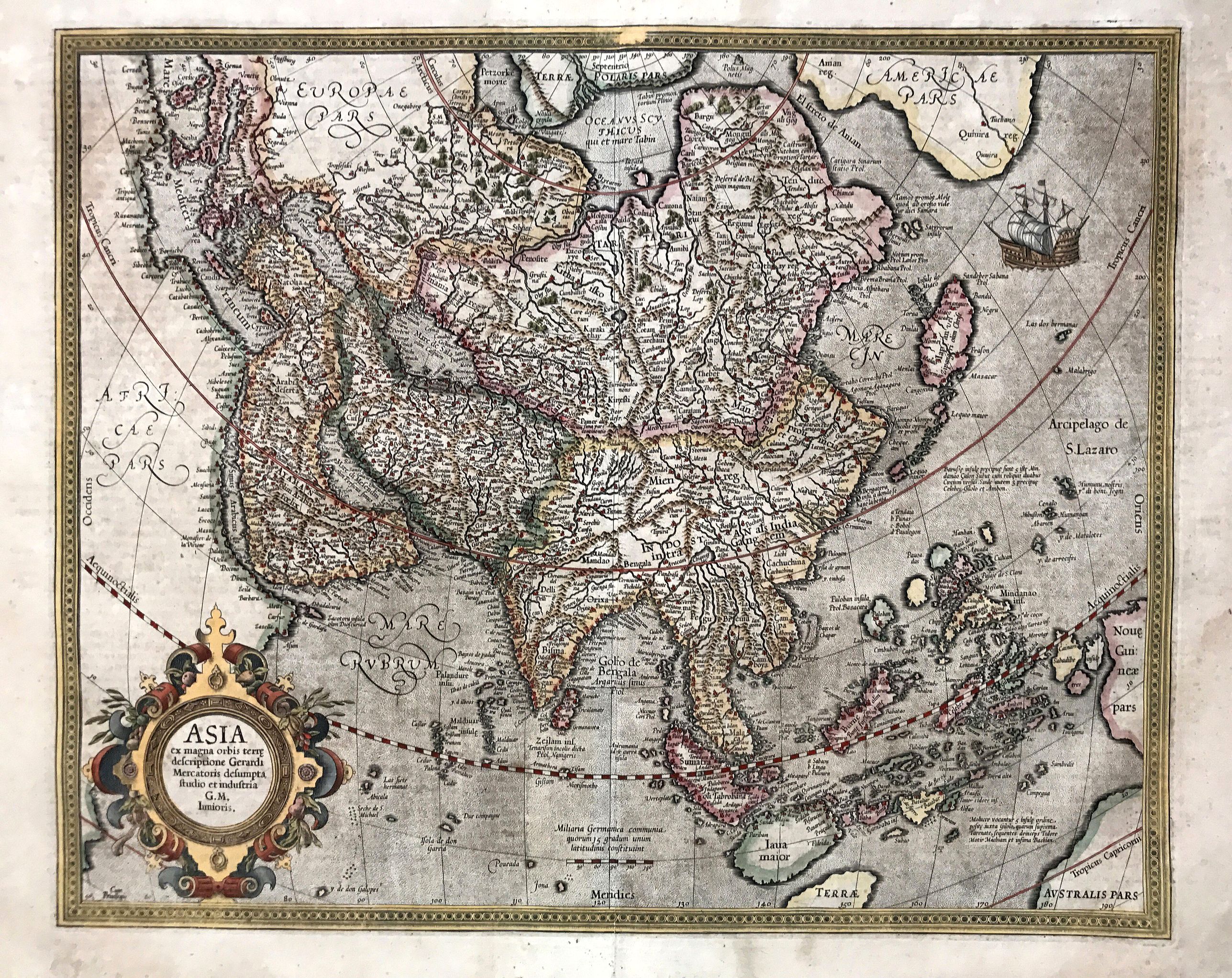 MERCATOR / HONDIUS., Asia ex magna Orbis terre descriptione Gerardi Mercatoris., antique map, old maps