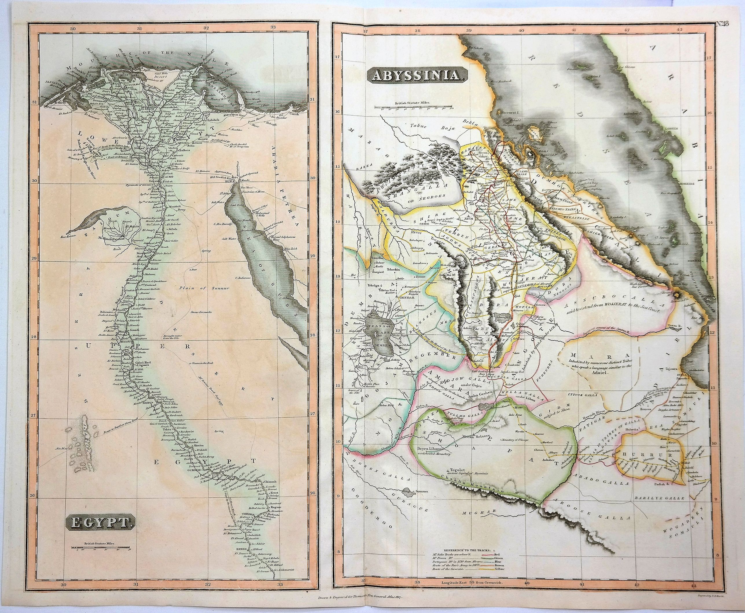THOMSON, J., Egypt & Abyssinia., antique map, old maps