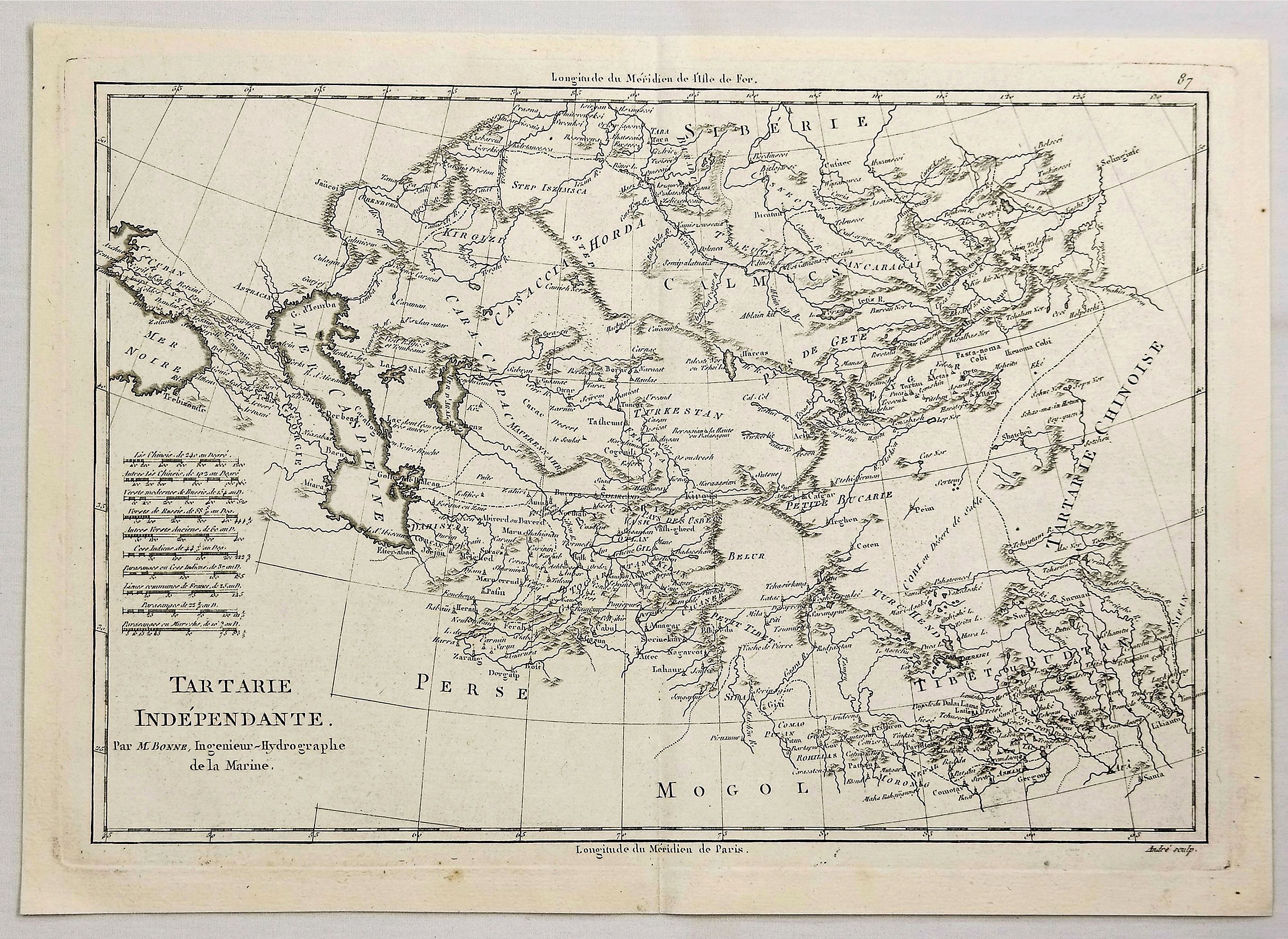 BONNE, Rigobert., Tartarie Independante., antique map, old maps