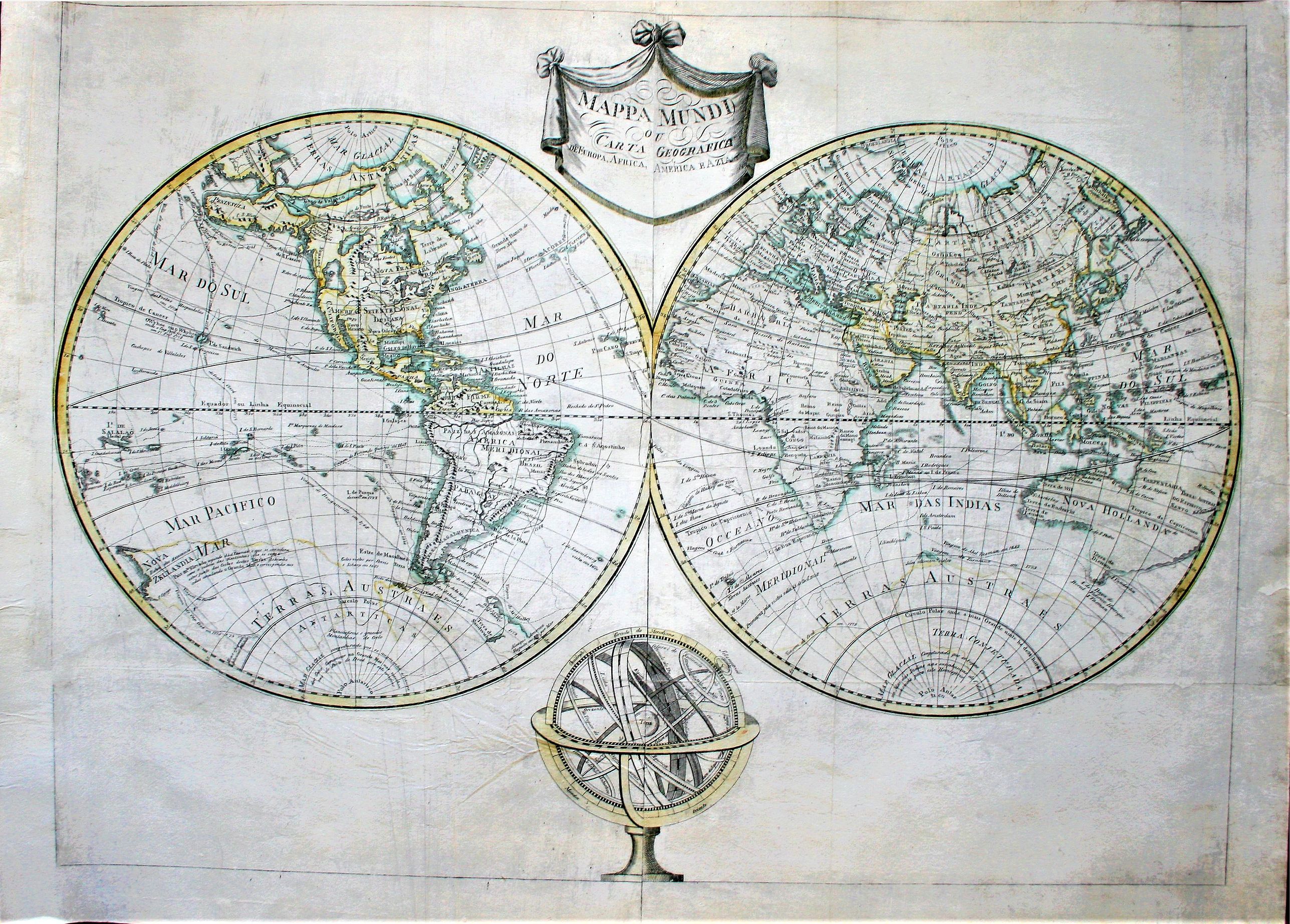 ANONYMOUS, Mappa Mundi ou carta geografica de Europa, Africa, America e Azia., antique map, old maps