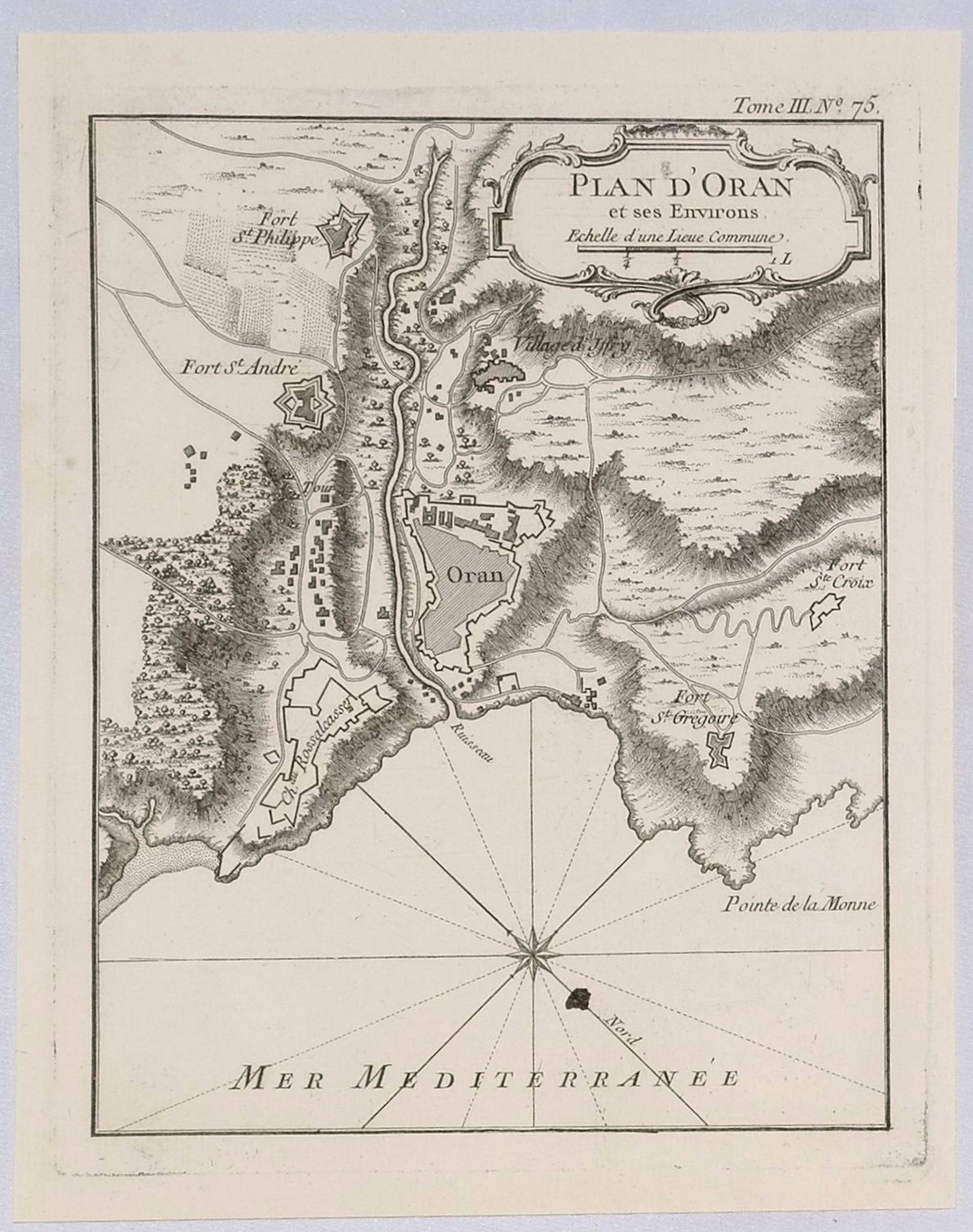 BELLIN, J., Plan d’Oran et Ses Environs., antique map, old maps