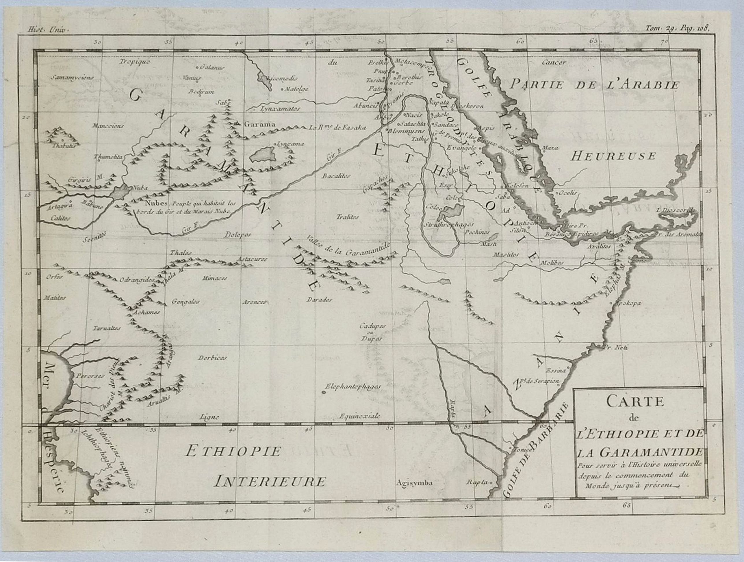 BRION DE LA TOUR, L., Carte de L'Ethiopie et de la Garamandtide., antique map, old maps