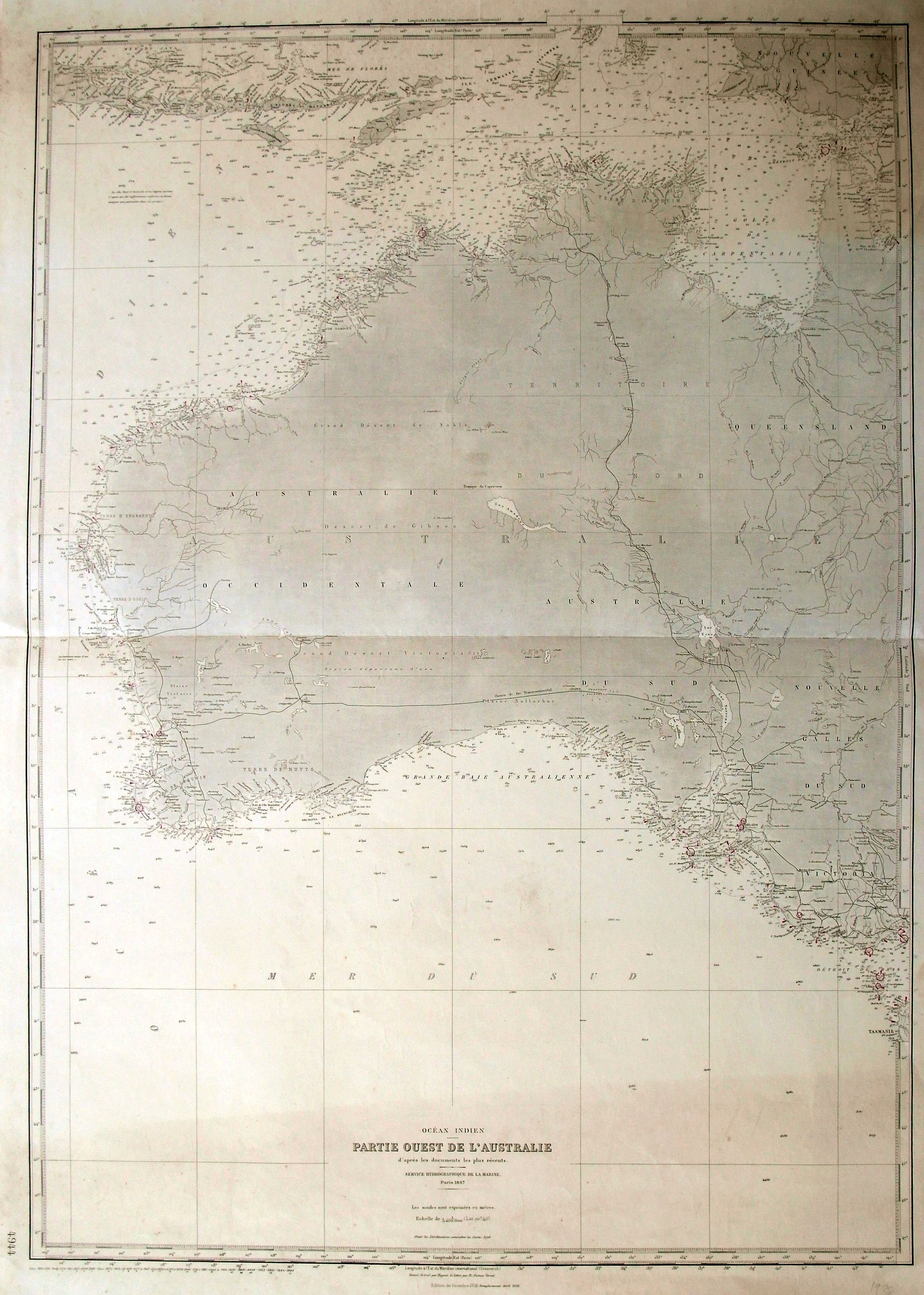 DUMAS-VORZET, E., Partie ouest de l'Australie. . ., antique map, old maps