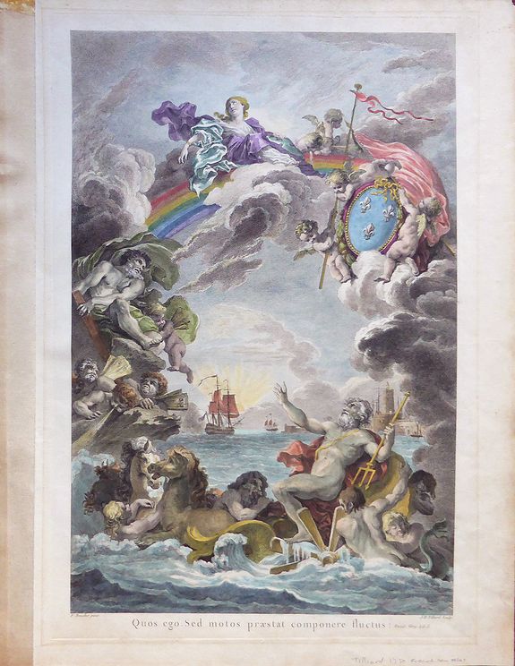 J B Tilliard / F Boucher. , Quos ego. Sed motos praestat componere fluctus : Eneid. Virg. Lib.I., antique map, old maps