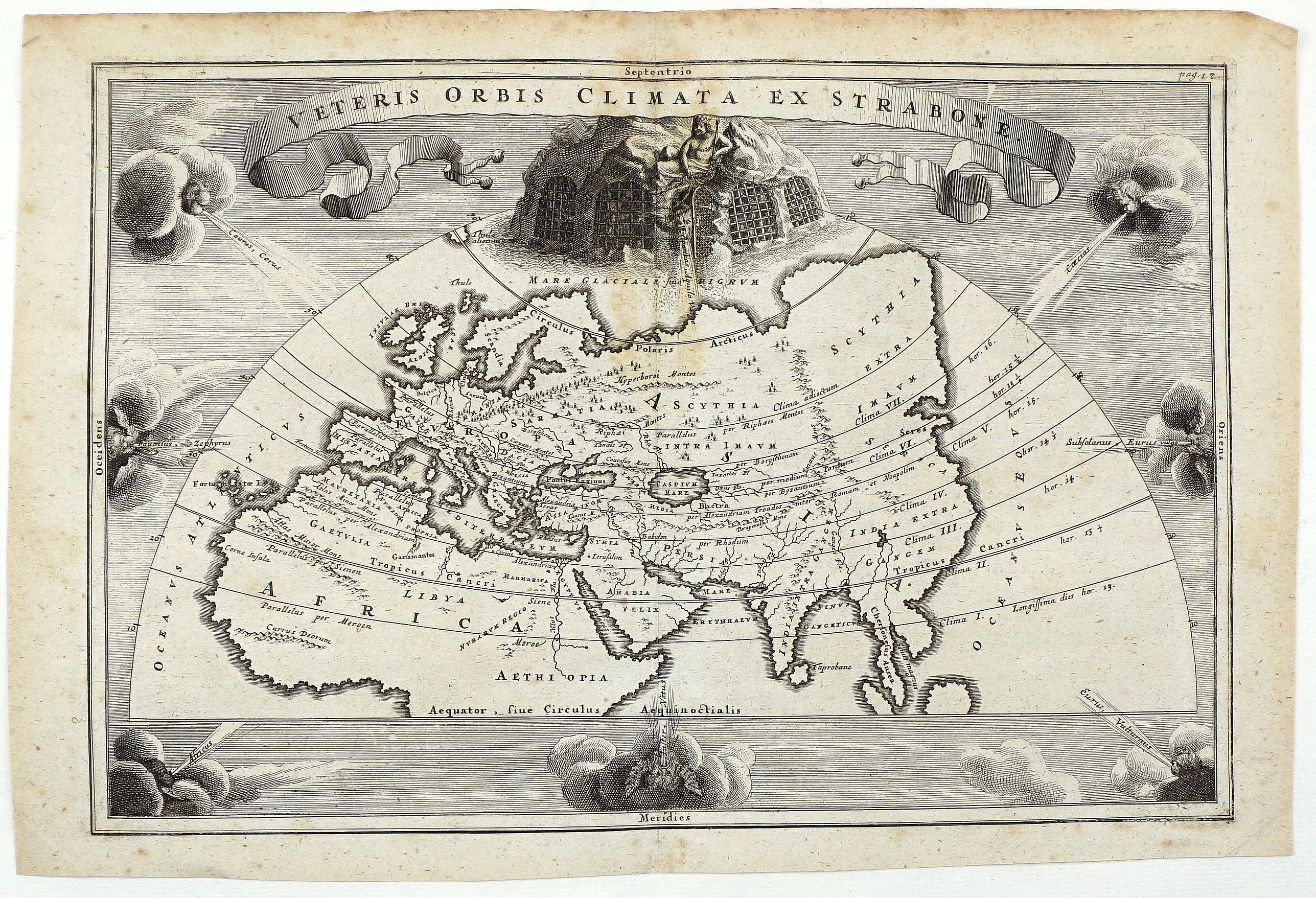 CELLARIUS, C., Veteris Orbis Climata ex Strabone., antique map, old maps