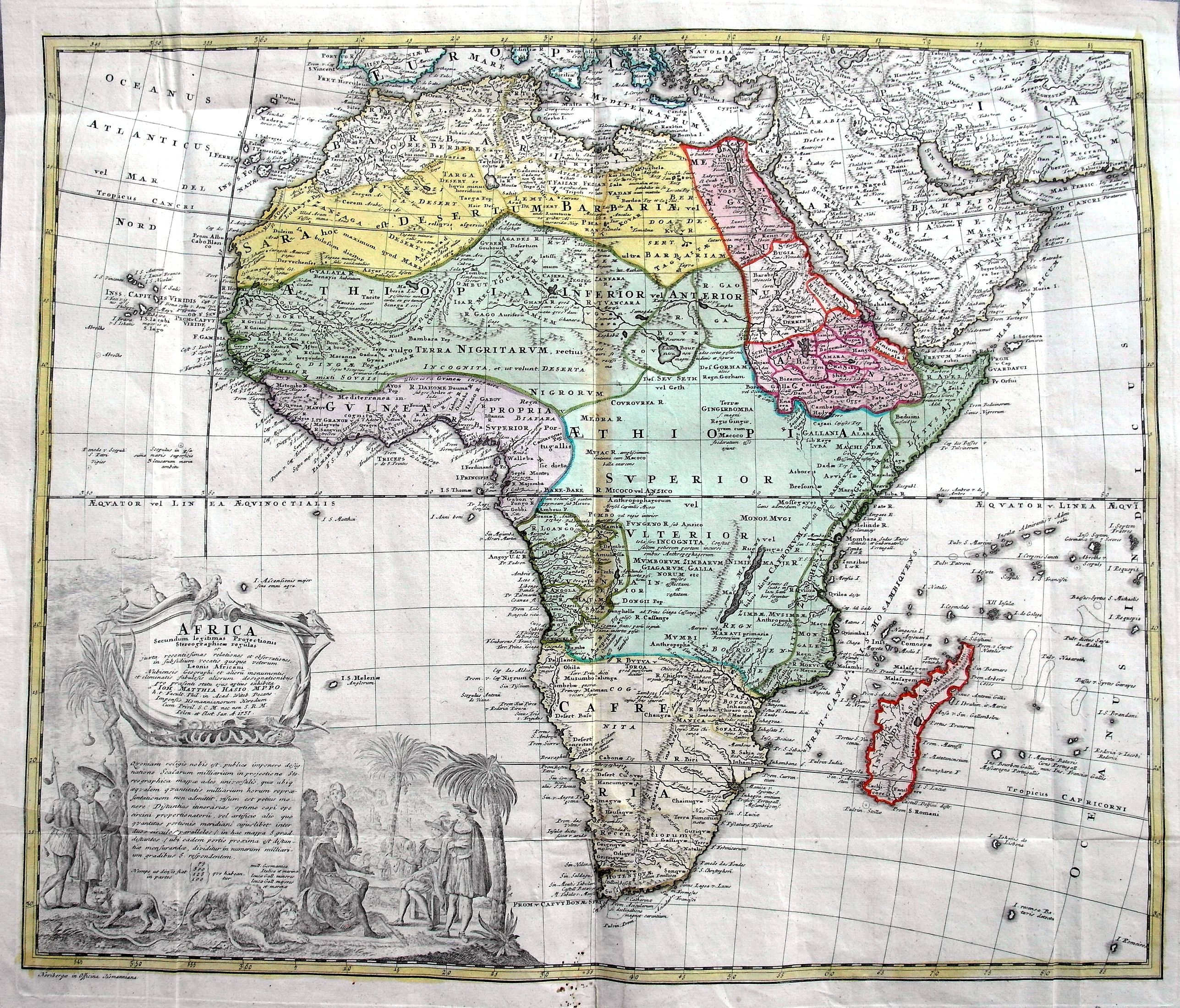 HOMANN HEIRS. / HAAS, J.M., Africa secundum legitimas Projectionis..., antique map, old maps