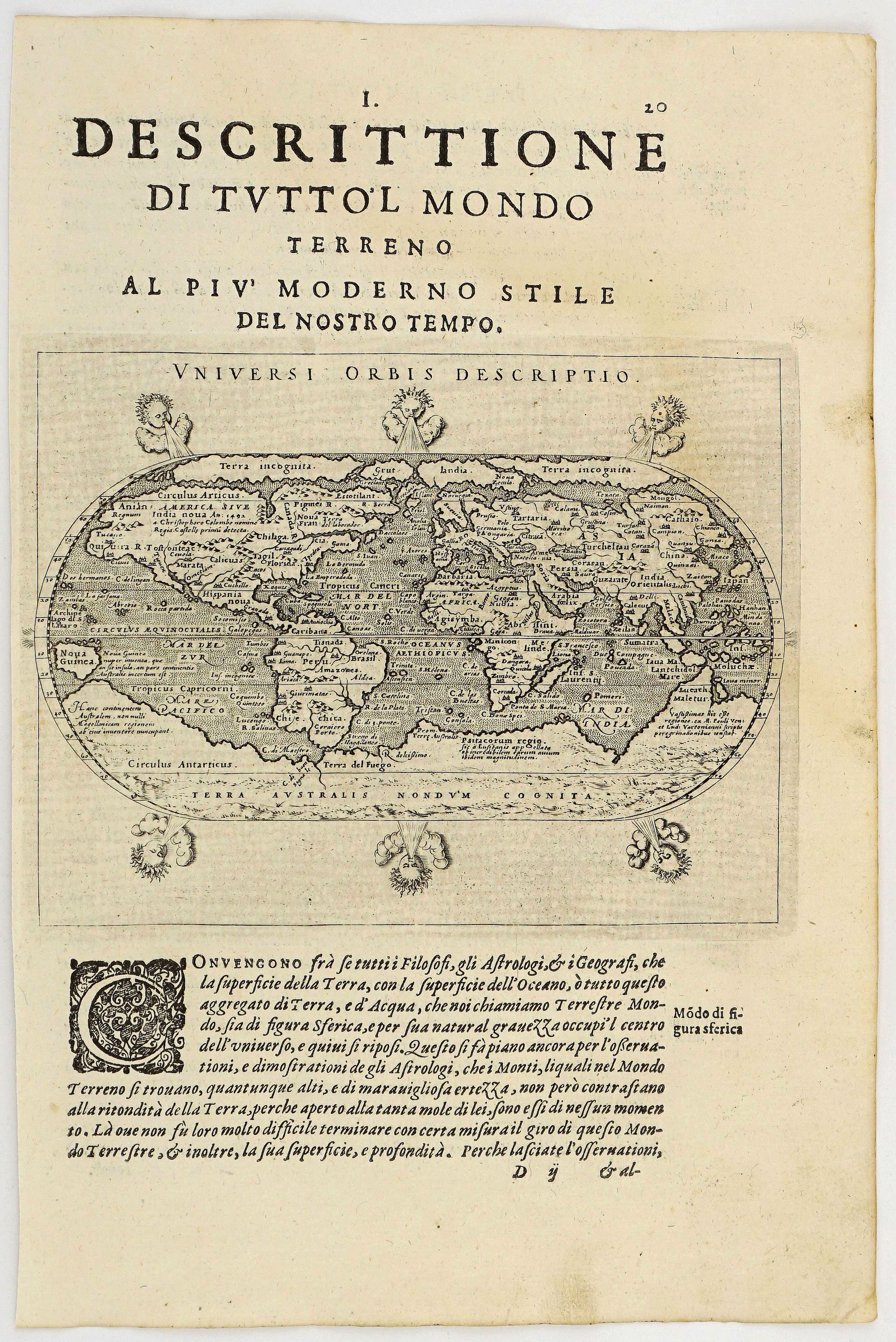 MAGINI, G. A., Universi Orbis Descriptio., antique map, old maps