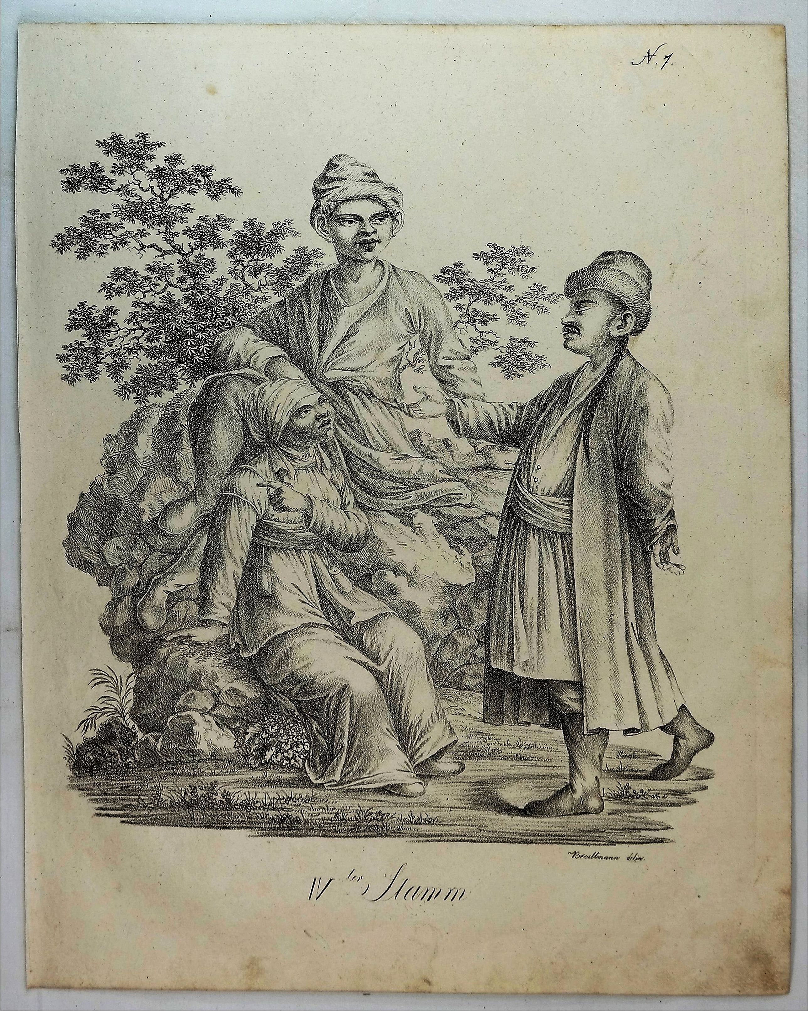 BRODTMANN, J., Group of Tartars (IV ter Stamm)., antique map, old maps