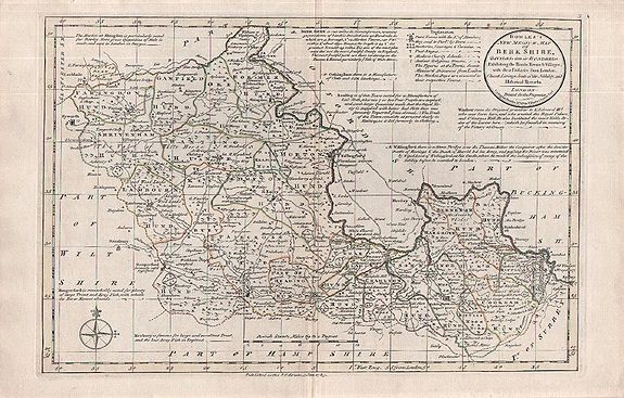 Carington Bowles., Bowles's New Medium Map of Berkshire divided into its Hundreds., antique map, old maps