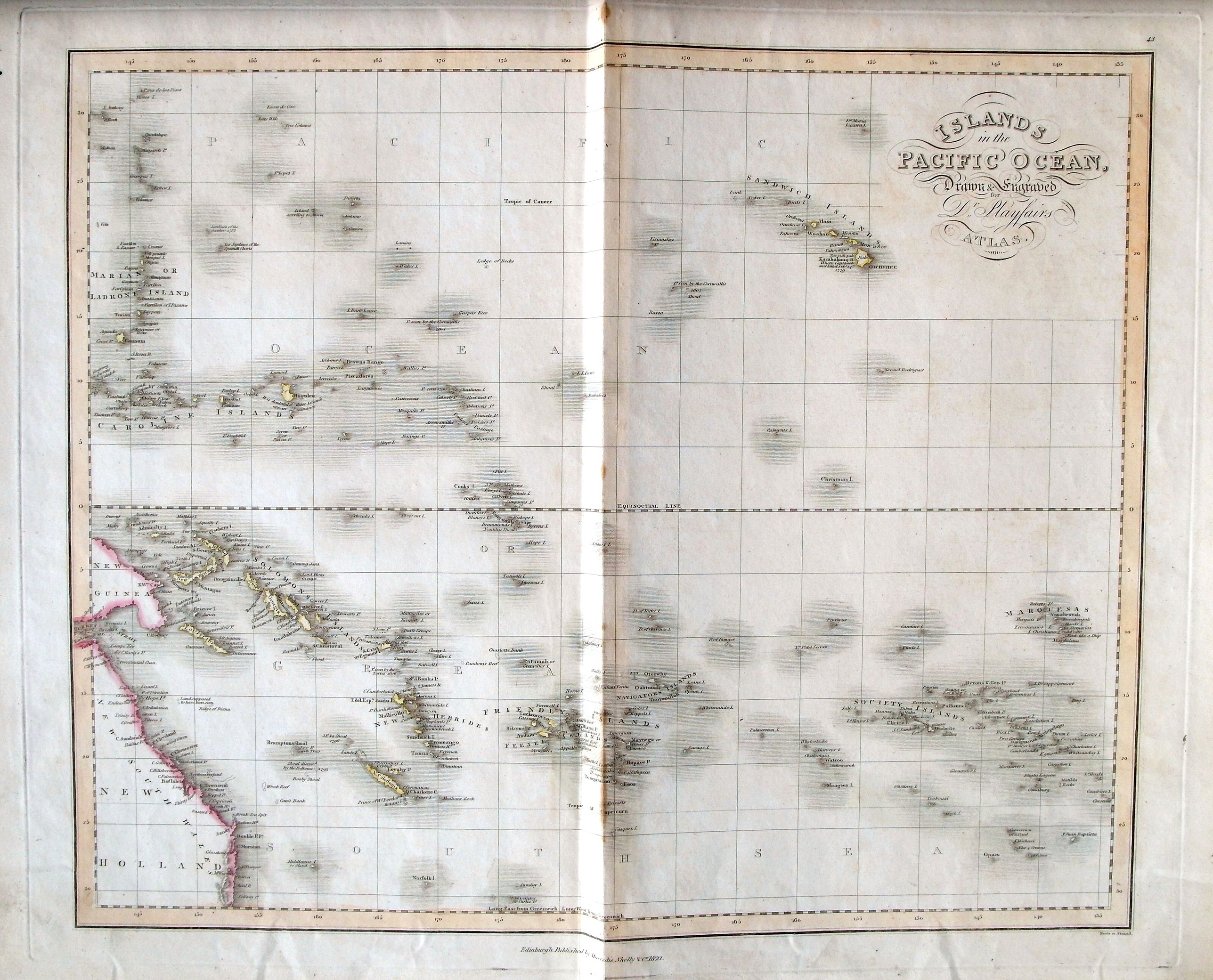 NEELE, S. J., Islands in the Pacific Ocean, drawn & engraved for Dr. Playfairs Atlas., antique map, old maps