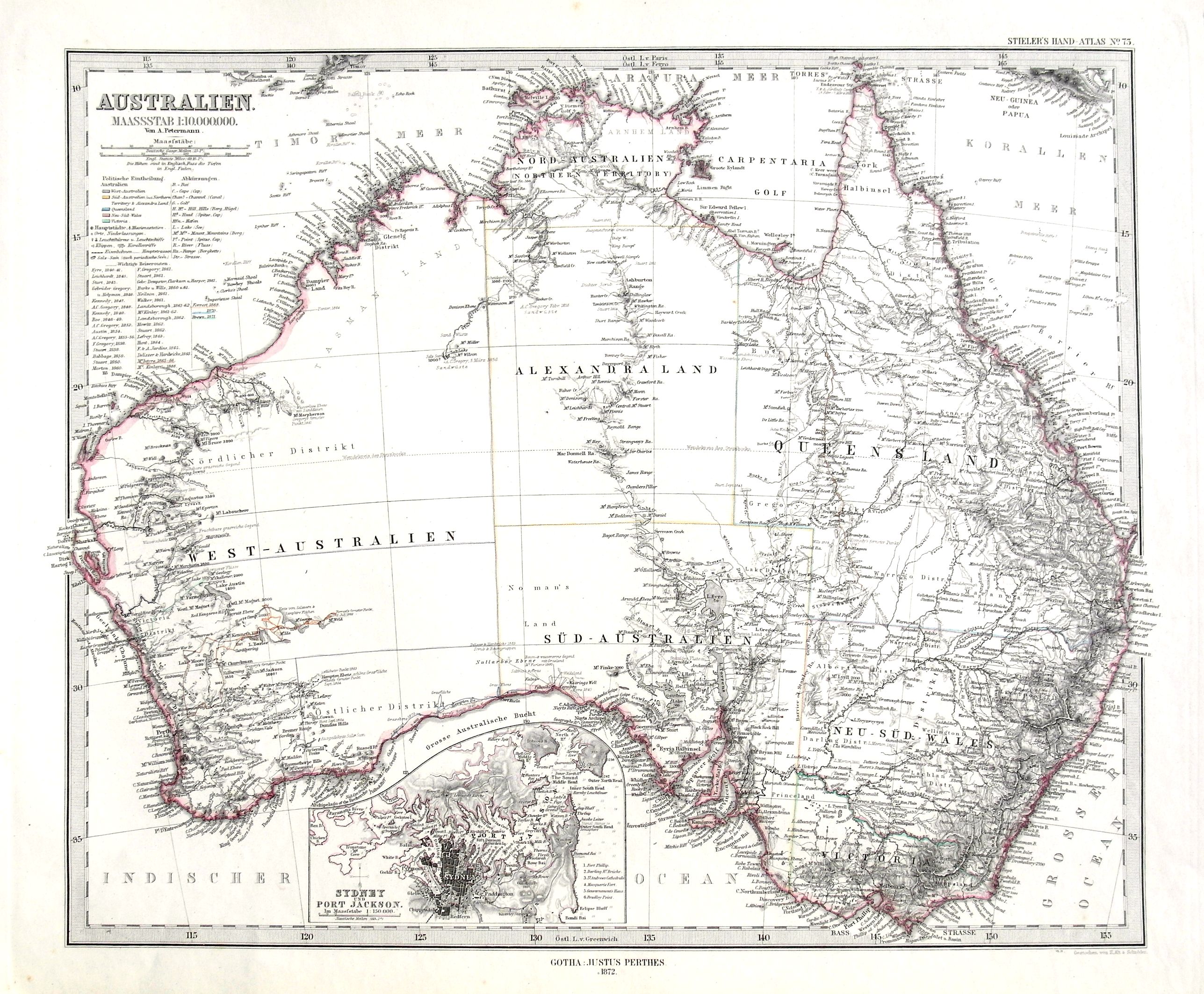 STIELER, A., Australien., antique map, old maps