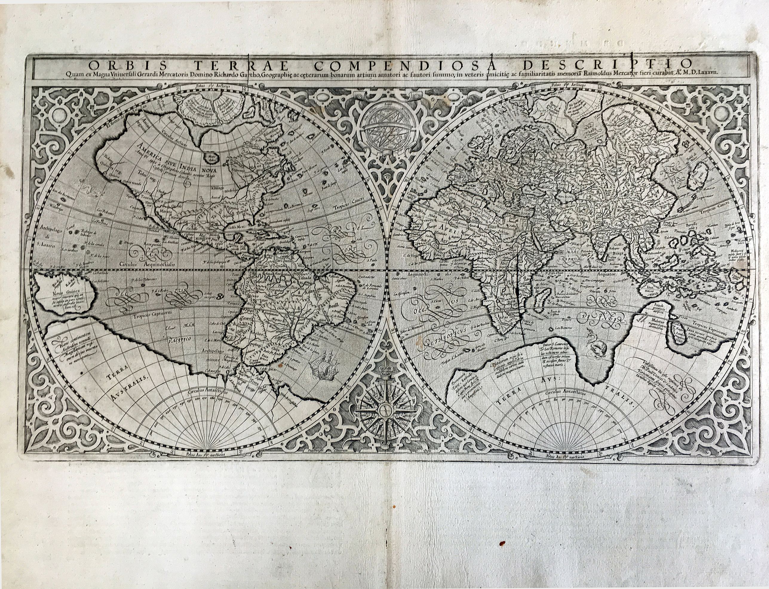 MERCATOR, R., Orbis Terrae Compendiosa Descriptio., antique map, old maps