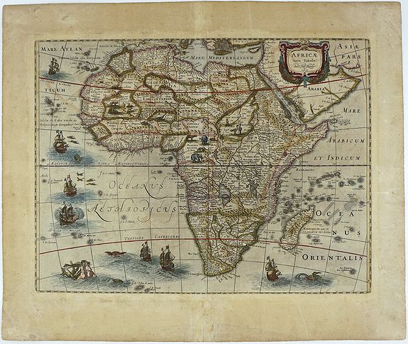 HONDIUS, J., Africae Nova Tabula., antique map, old maps