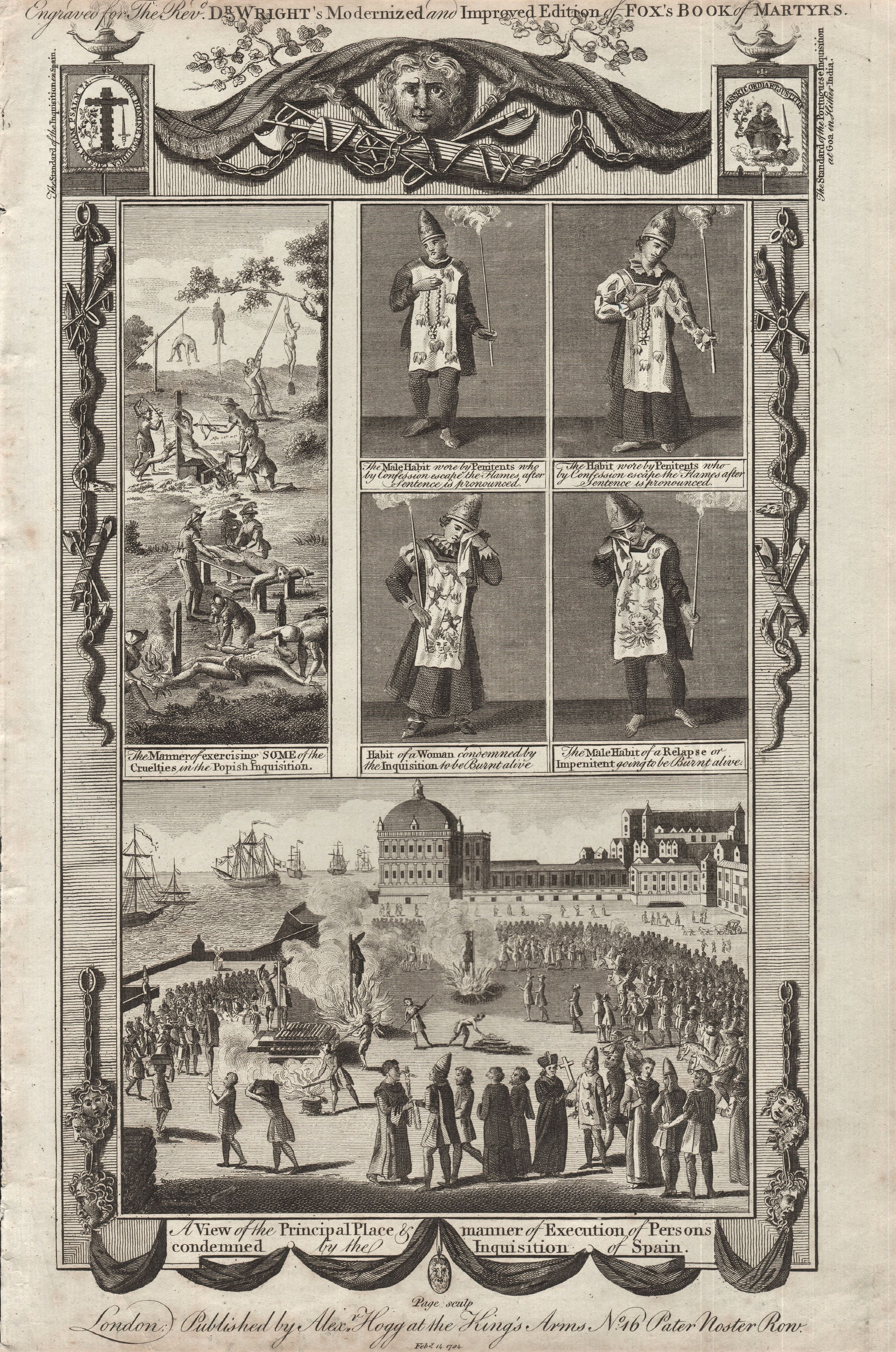 Page., A View of the Principal Place & Manner of Execution of Persons condemned by the Inquisition of Spain. , antique map, old maps