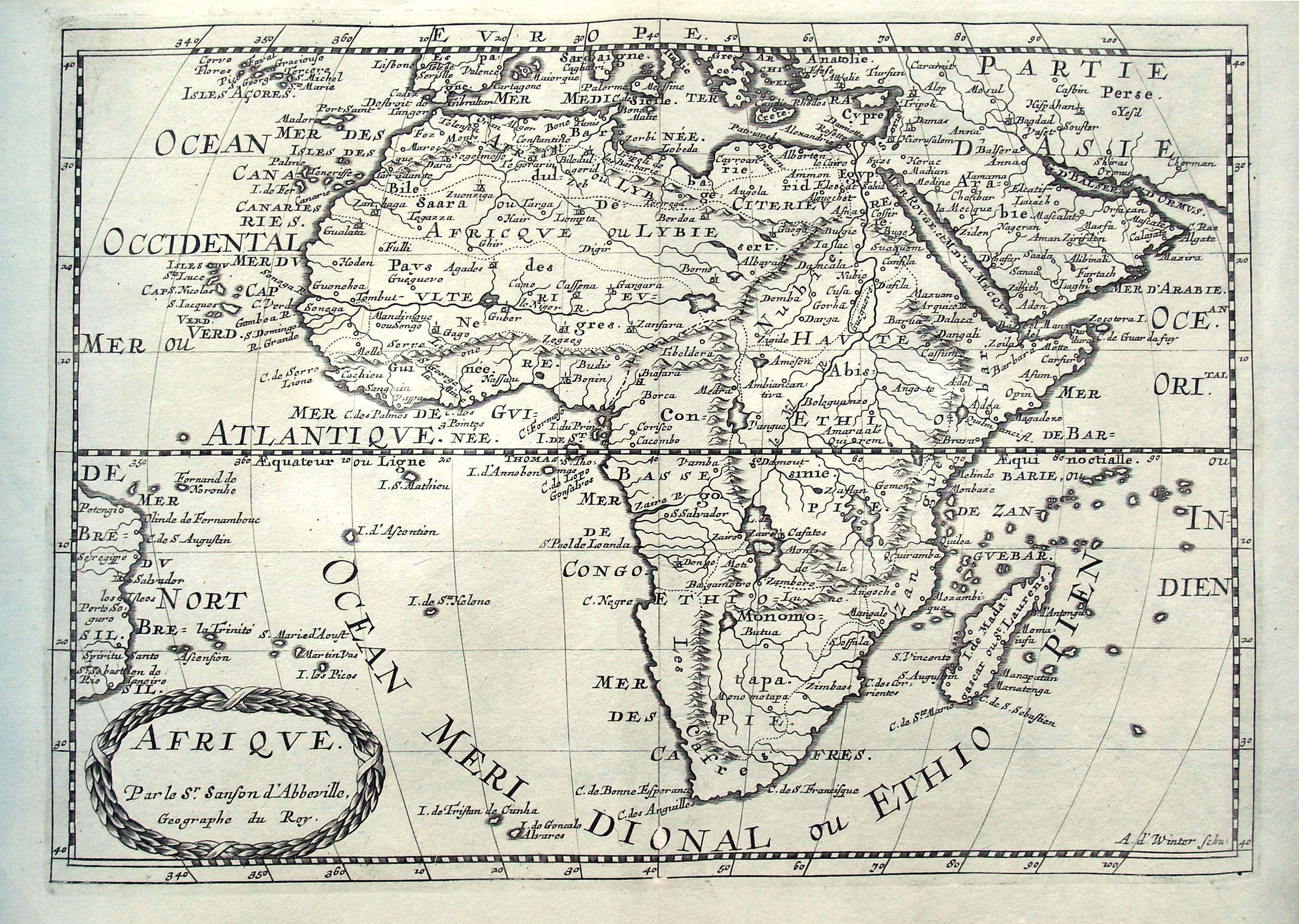 SANSON D'ABBEVILLE, N., Afrique., antique map, old maps
