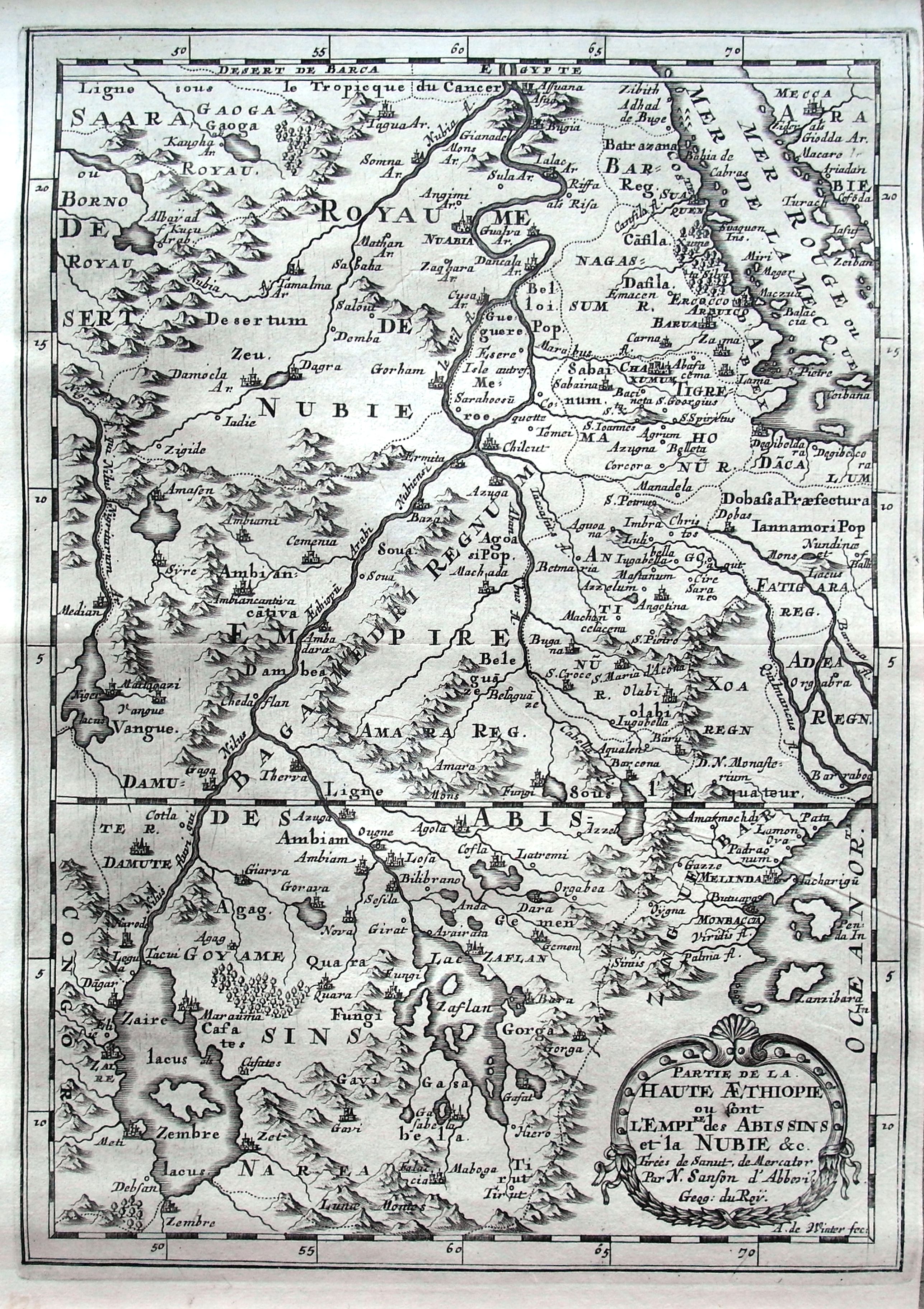 SANSON D'ABBEVILLE, N., Partie de La Haute Aethiopie ou sont L'Empire des Abissins et la Nubie, & c., antique map, old maps