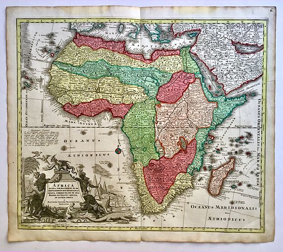 SEUTTER, M., Africa Iuxta Navigationes et Observationes Recentissimas Aucta Correcta et in Sua Regna et Status Divisa, in Lucem Edita., antique map, old maps