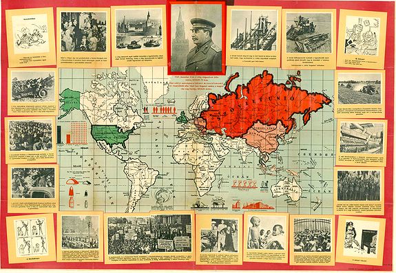 Anonymous - Regös, G. (?), Bold World Map for the 70th anniversary of Joszif Visszarionovics STALIN., antique map, old maps