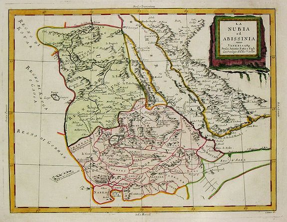ZATTA, A., La Nubia et Abissinia., antique map, old maps
