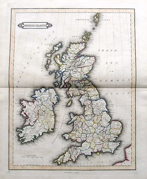 LIZARS, W. H., British Islands, antique map, old maps