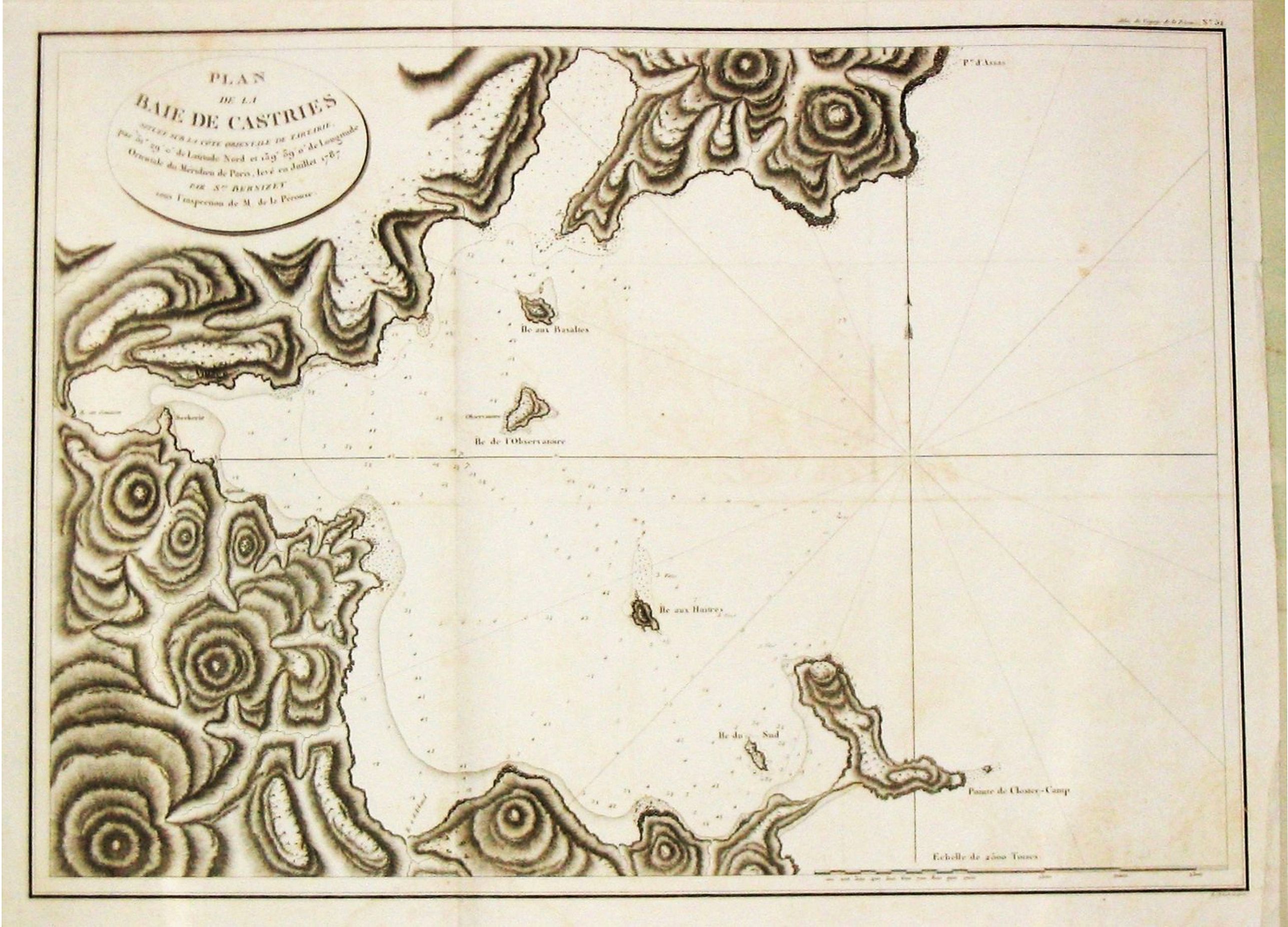La Pérouse, J.B.G. Comte de., Plan de la Baie de Castries., antique map, old maps