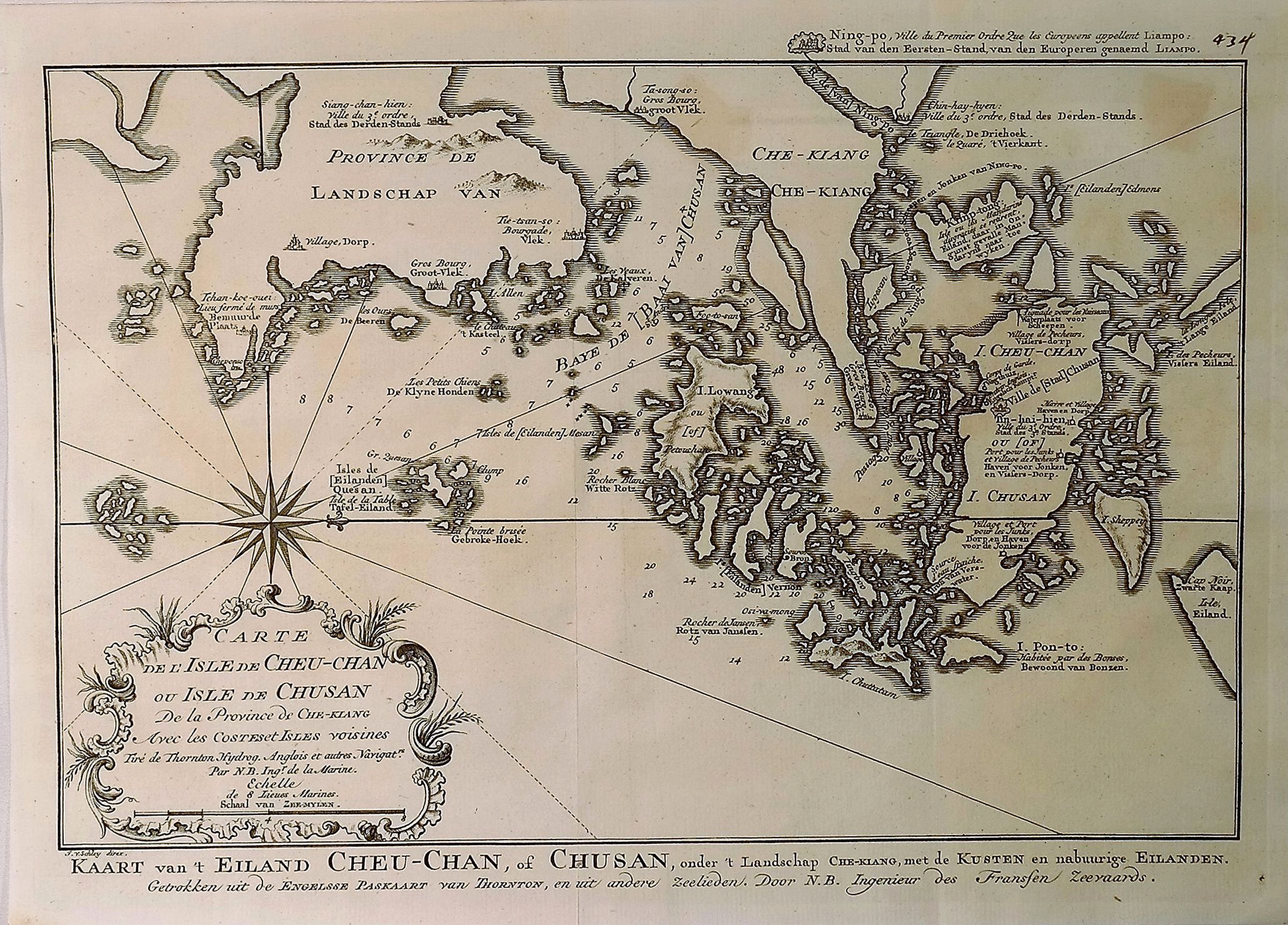 BELLIN, J., Kaart van’t Eiland Cheu-chan of Chusan. . ., antique map, old maps