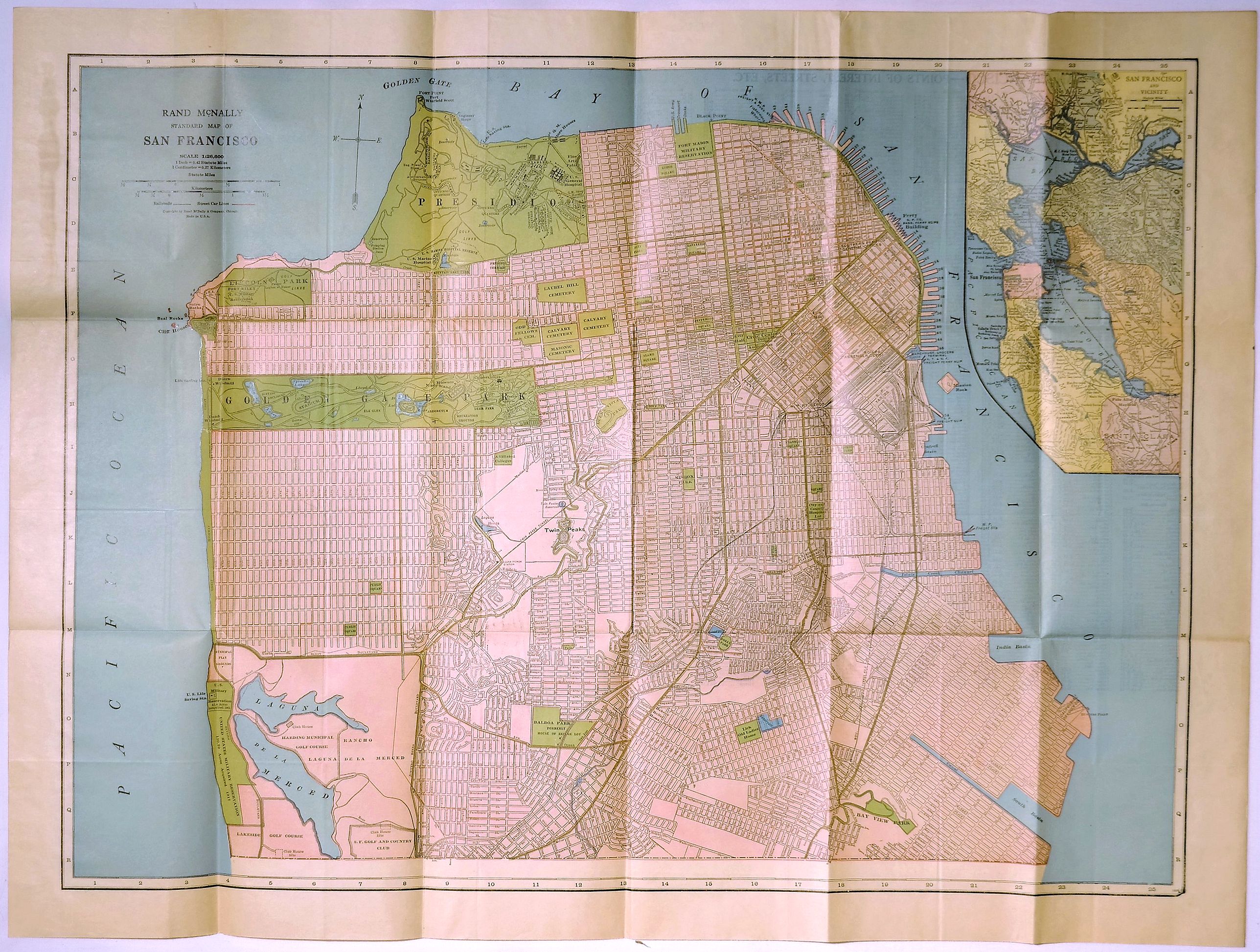 RAND McNALLY & CO., Rand McNally Standard Map of San Francisco., antique map, old maps