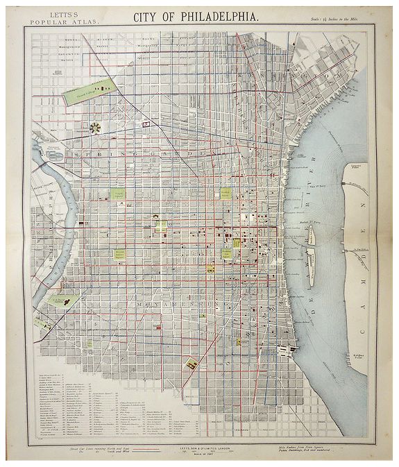 LETTS, Thomas., City of Philadelphia. , antique map, old maps