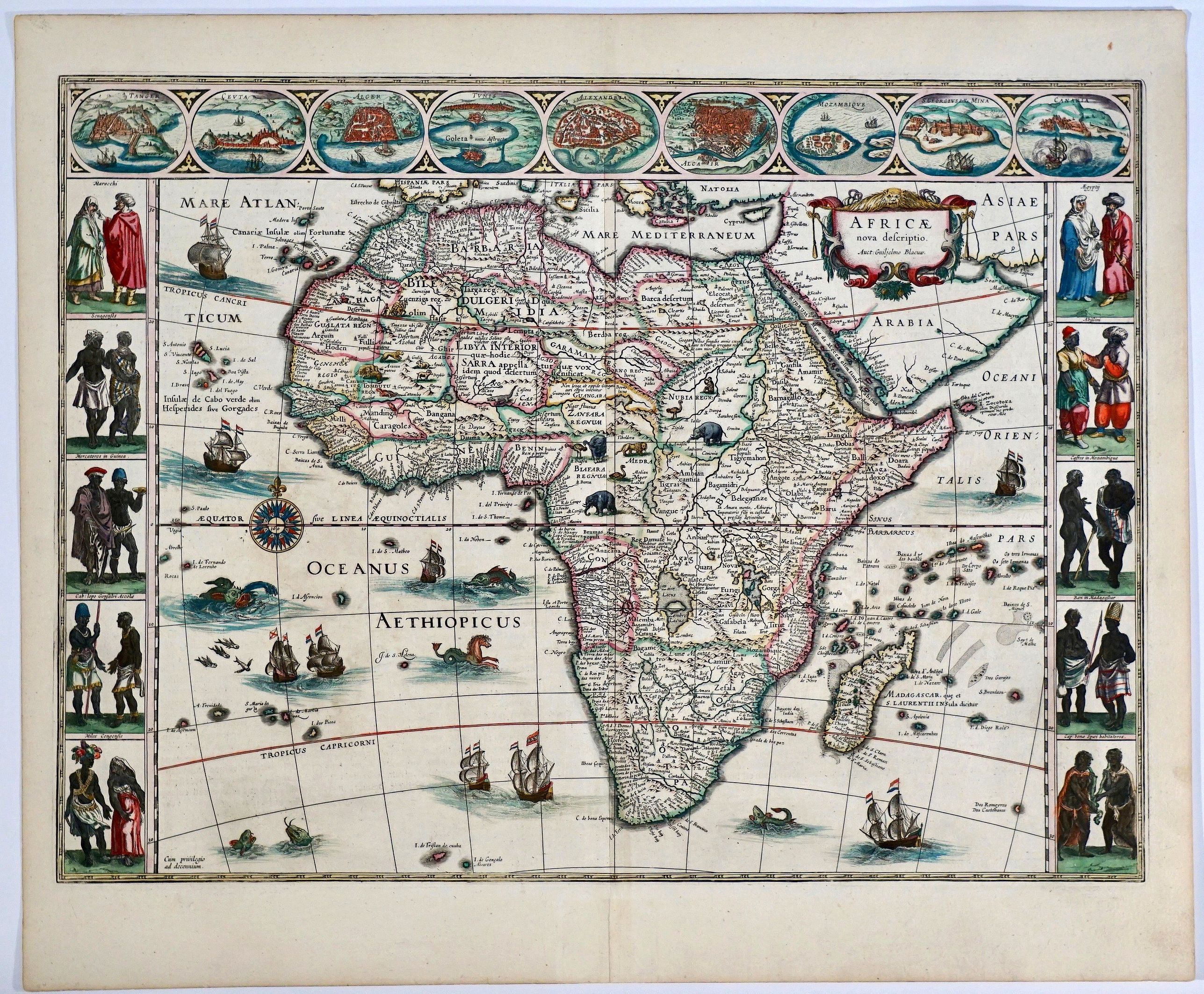 BLAEU, G., Africae Nova Descriptio., antique map, old maps