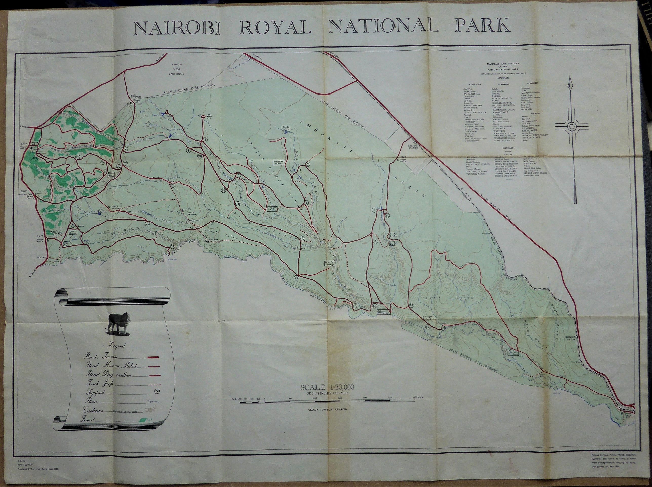 Fairey Air Surveys. , Nairobi Royal National Park. , antique map, old maps