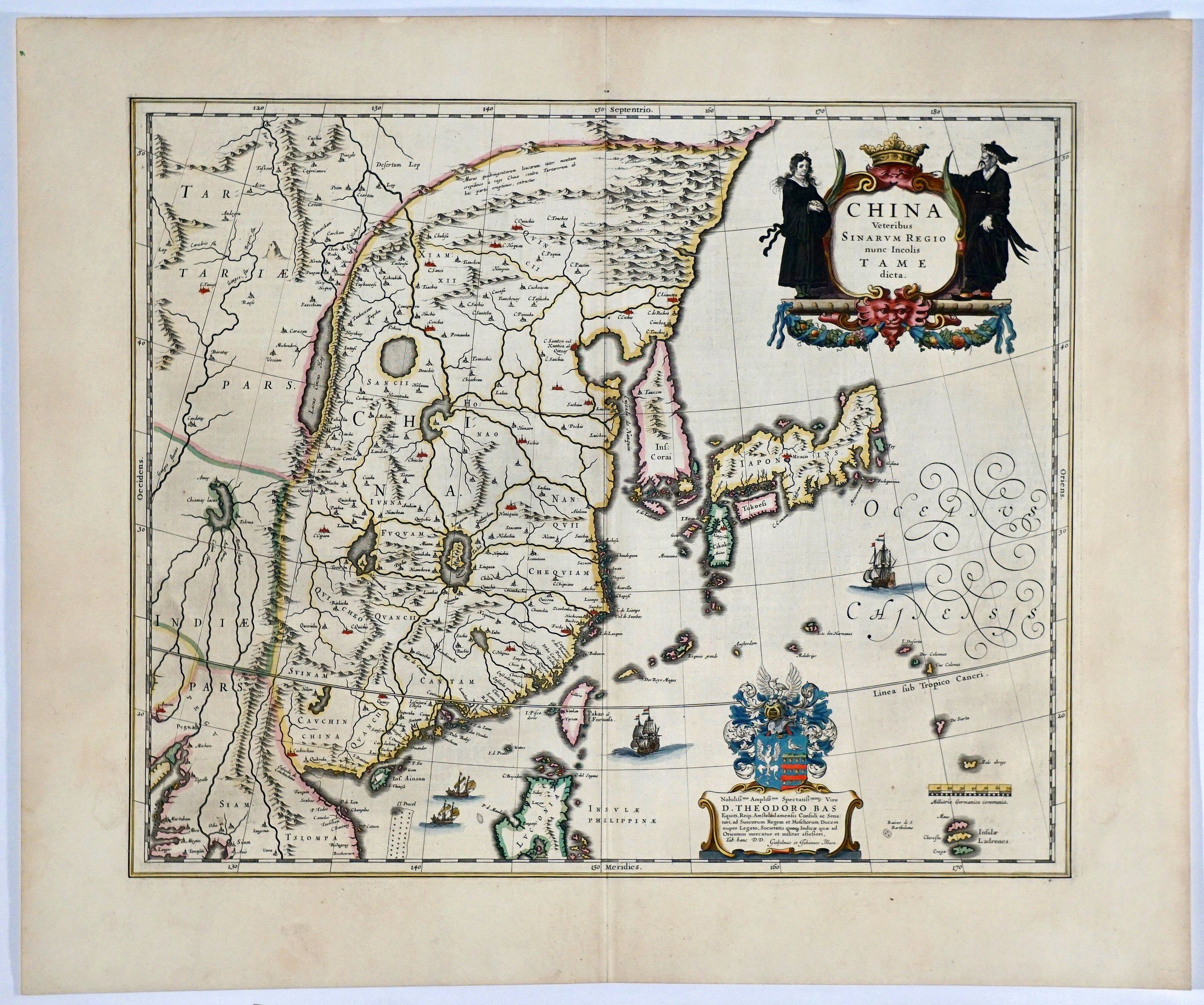 BLAEU, G., China veteribus Sinarum Regio nuc incolis Tame dicta., antique map, old maps