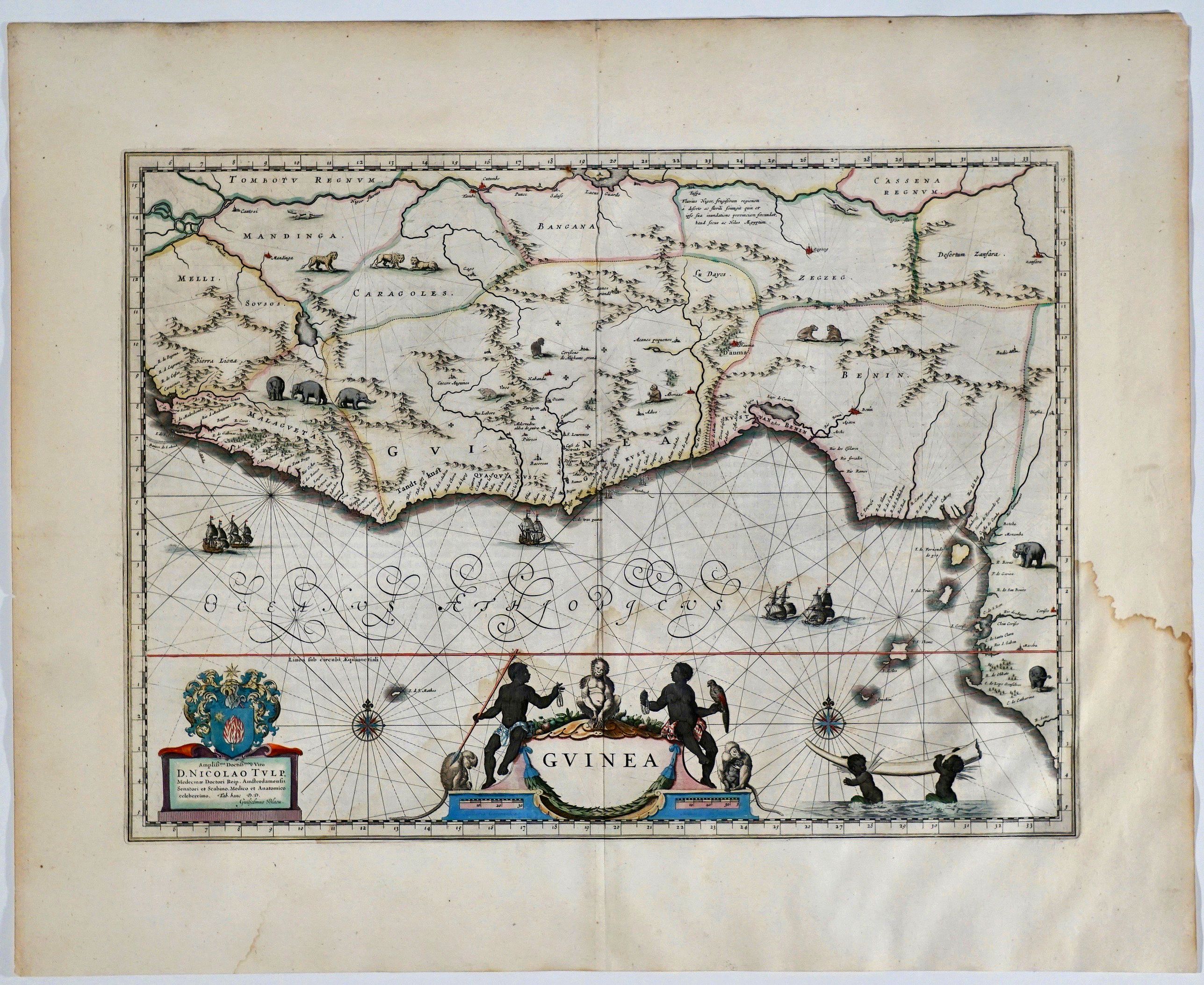 BLAEU, W., Guinea., antique map, old maps