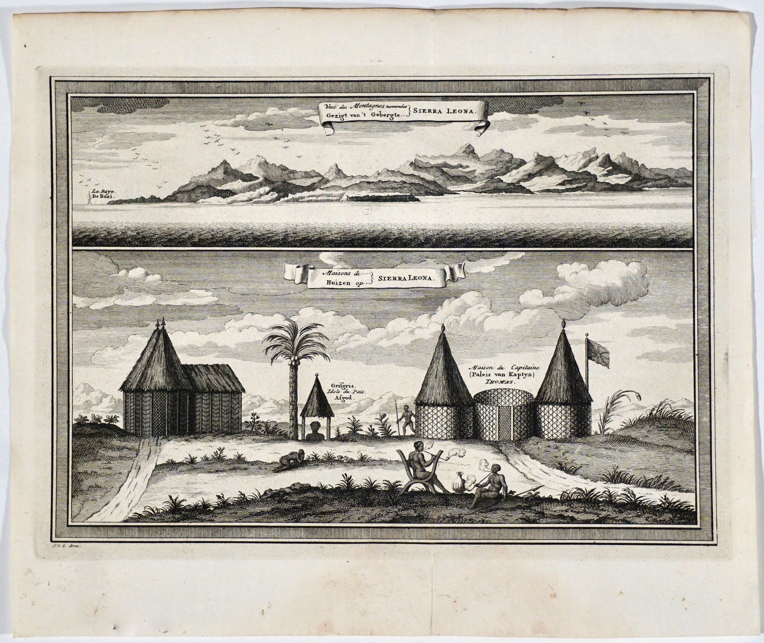 Schley, J. V. , Vue des Montagnes nommées Sierra Leona., antique map, old maps